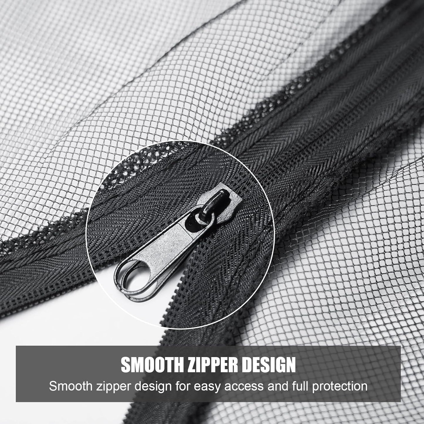 9-11 FT Umbrella Net for Outdoor Umbrella, Universal Hanging Mosquito Net for Patio,Polyester Mesh Umbrella Screen for Patio Tables with Zipper (Black)