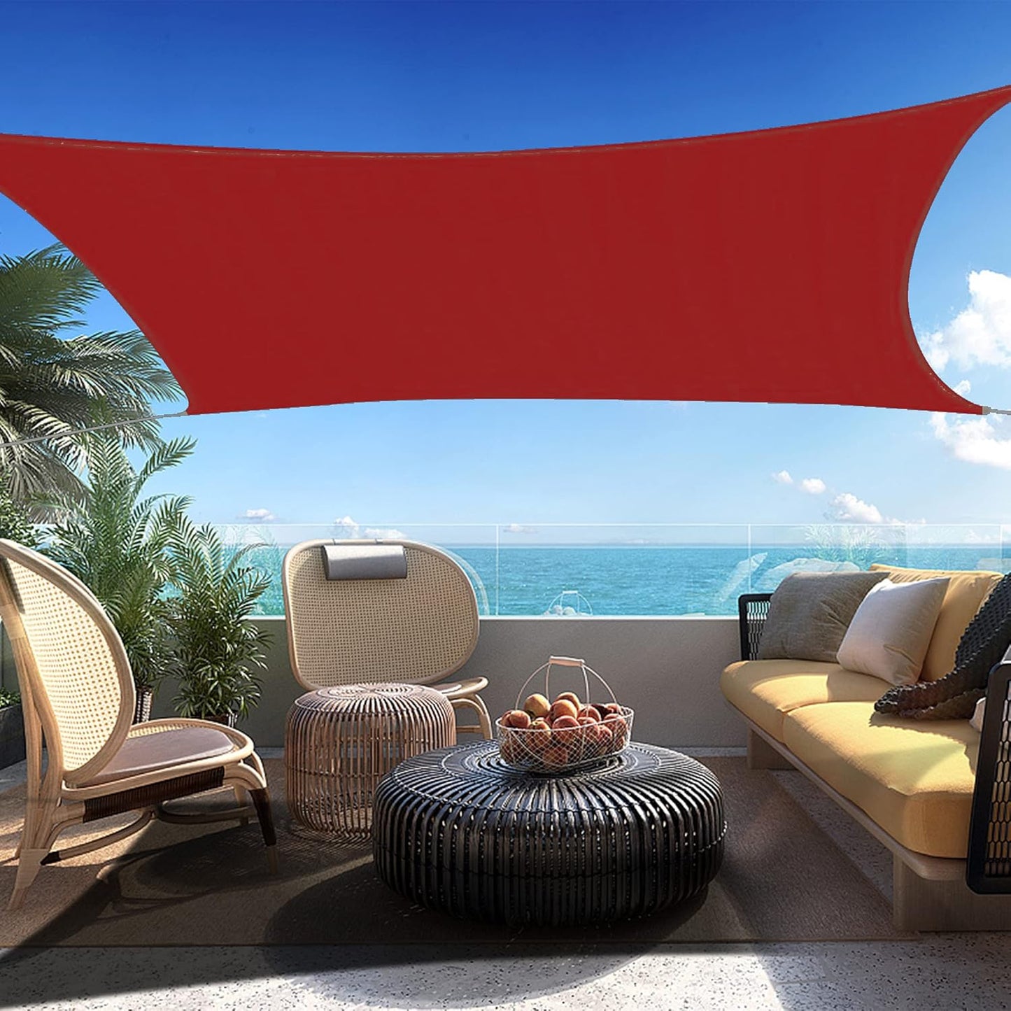 10' x 12' Red Rectangle Sun Shade Sail SSP1212 Canopy Durable Fabric UV Block Awning,We Make Custom Orders