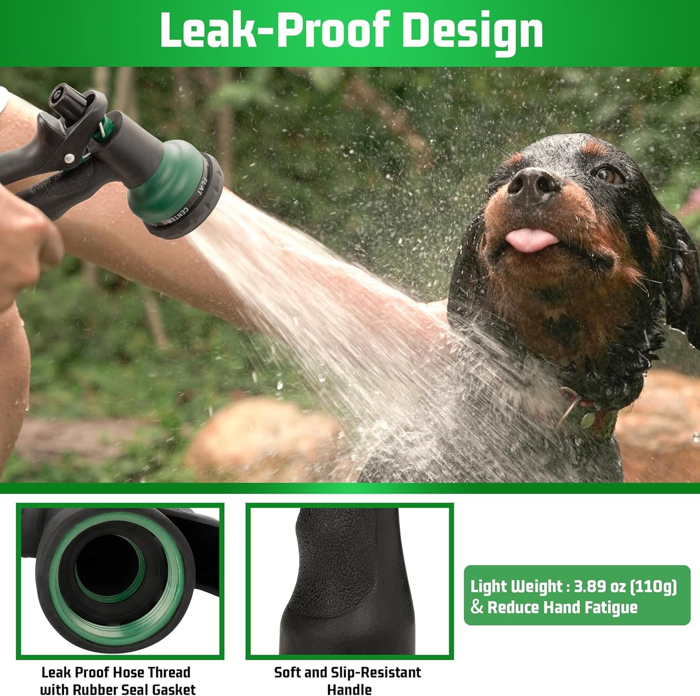 NEXCOVER Garden Hose Nozzle Sprayer - 7 Adjustable Watering Patterns Nozzle for Water Hose, Non-Slip Garden Spray Nozzle Hose Attachment for Car Washing, Watering Plants, Pets Showering,Lawns Cleaning