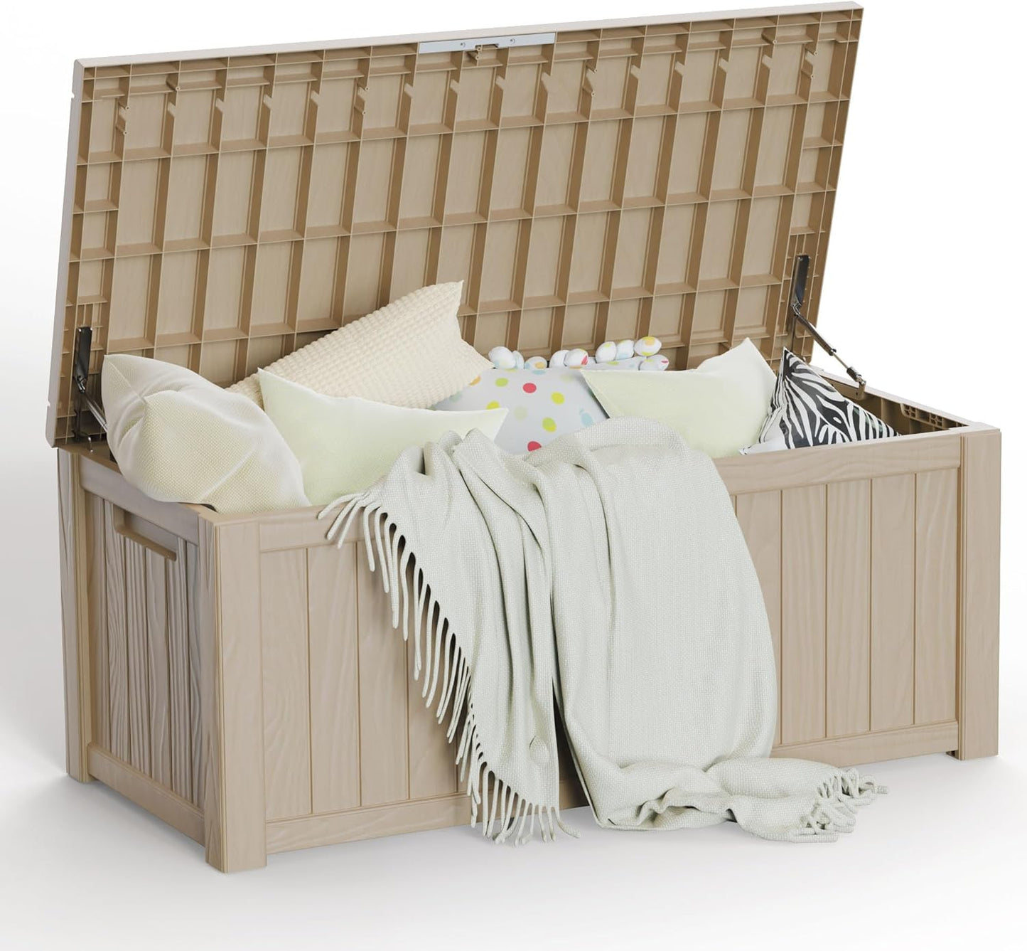 120 Gallon Waterproof Outdoor Storage Box,Resin Deck Box,Lockable Outside Storage Box Container for Patio Furniure,Garden,Tools (120 Gallon,Grey)