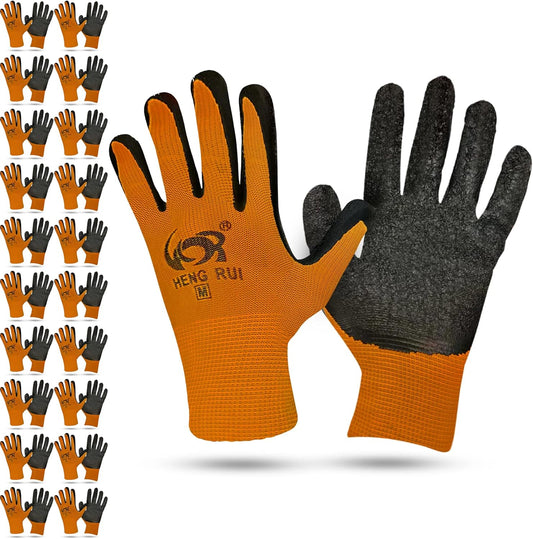 10 OR 20 Pairs Work Gloves–Heavy Duty Rubber Coated Safety Work Gloves–Multipurpose Gloves