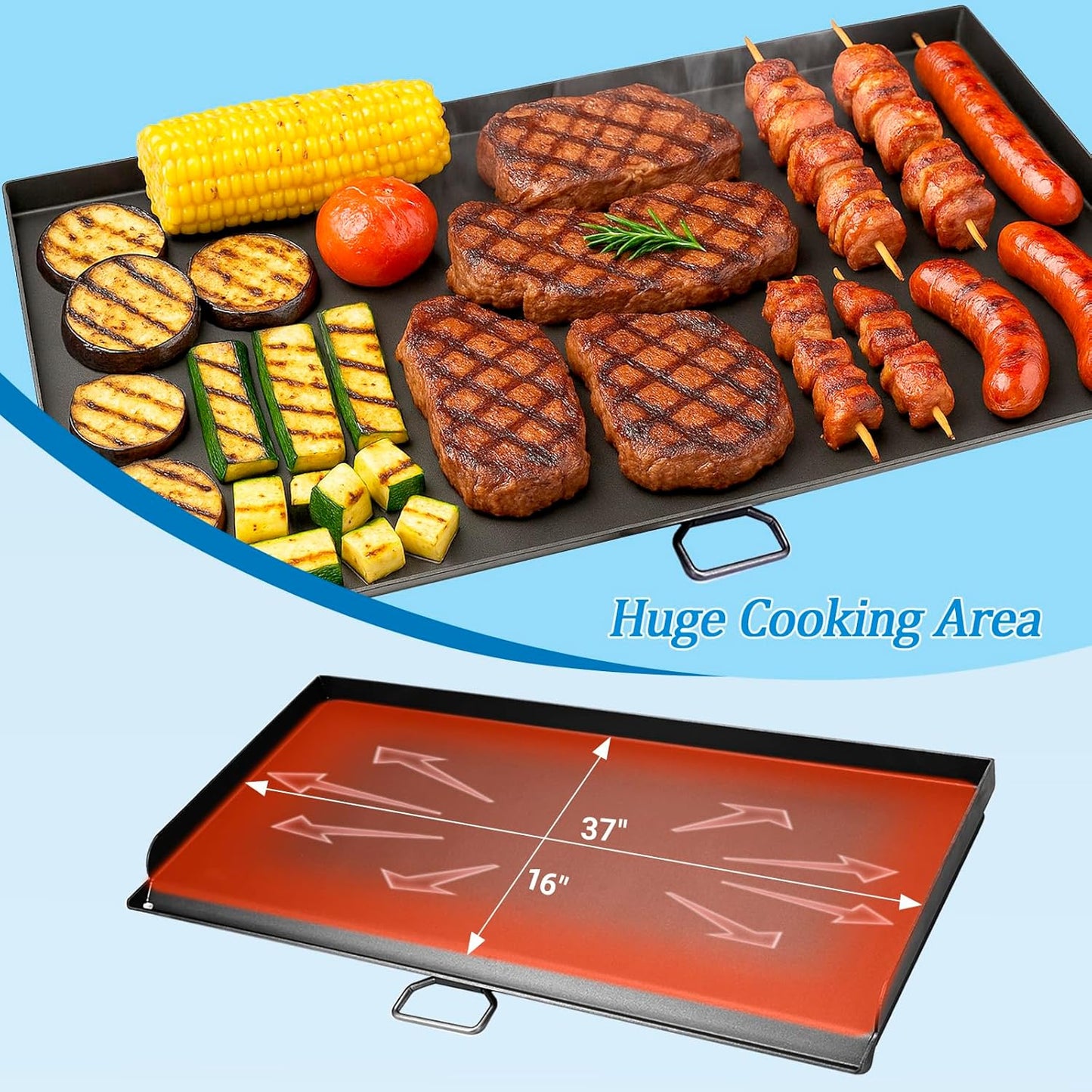 Cast Iron Griddle for Camp Chef 3 Burner Stove, 16" Flat Top Griddle Accessories for Camp Chef Cooking Systems GB90D TB90LW TB90 TB90LWG TB90LWG15 SPG90B CCH3