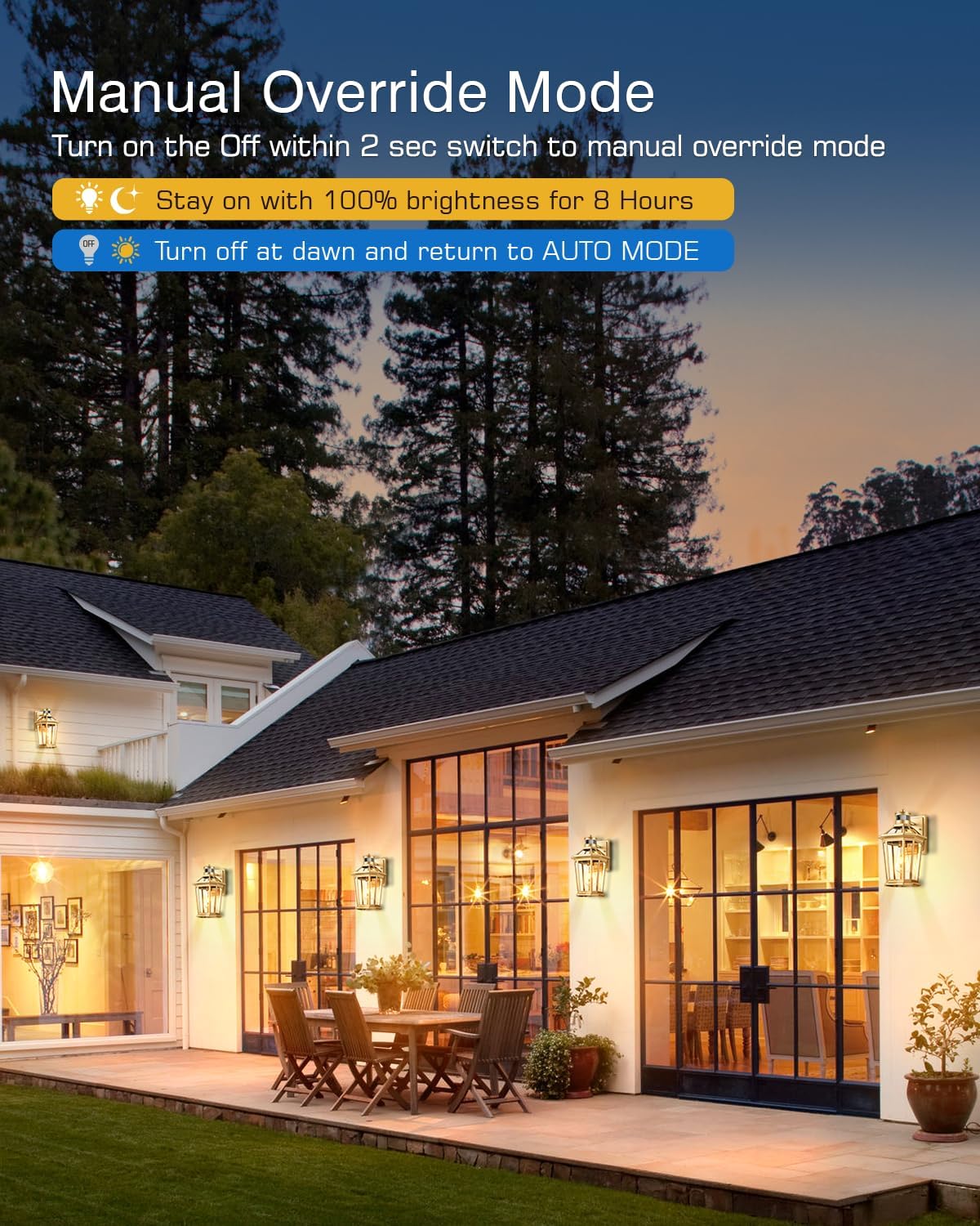 VIANIS Outdoor Wall Lights Lantern, 2 Pack Gold Motion Sensor Proch Light, Dusk to Dawn Weather Resistant Exterior Lights for House Sconce, Waterproof Garage Lights with Clear Glass Shade