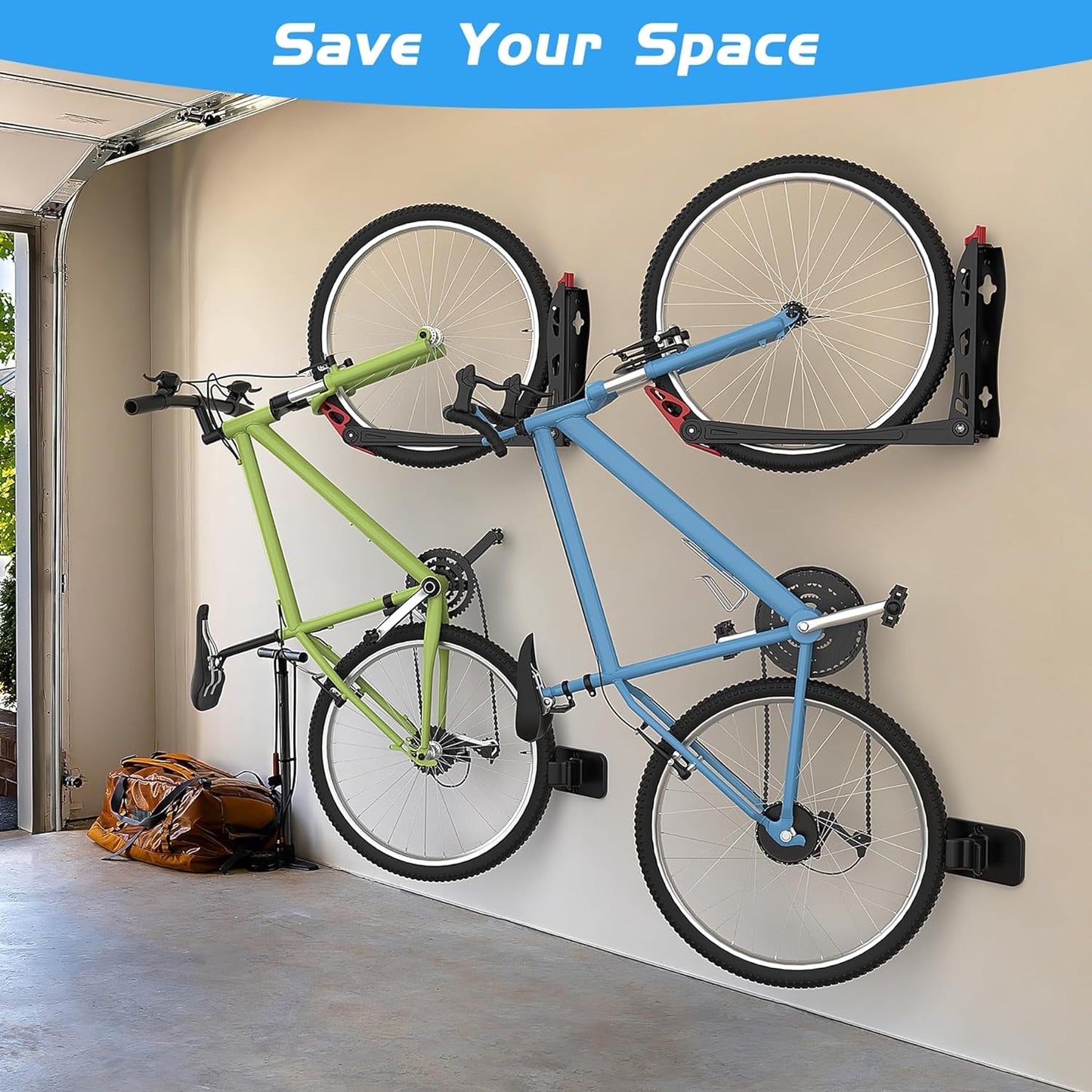 WALMANN BIKEPAL No Lifting Wall Mount Swivel Bike Rack, Wall Bike Hangers for Garage Space Saving Vertical Bike Storage(4 Pack)