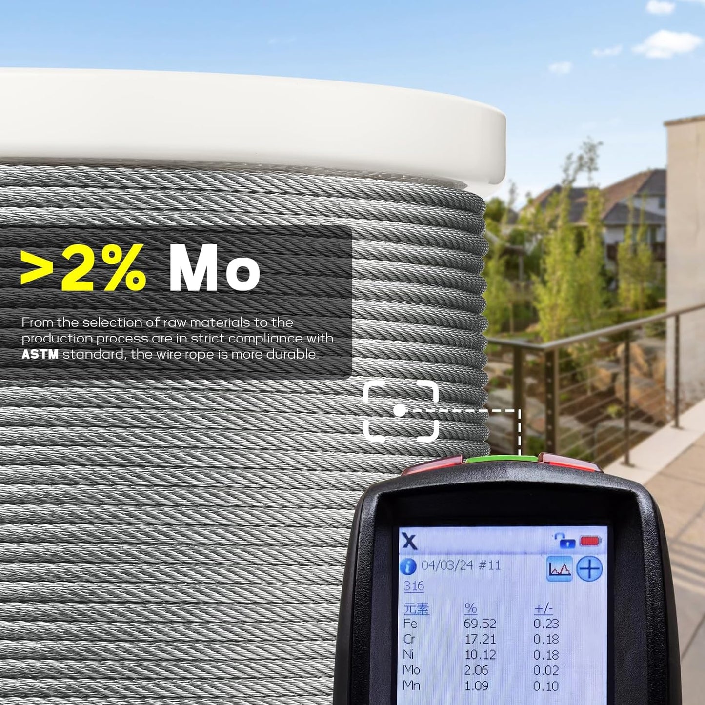 1000FT 1/8" T316 Stainless Steel Cable, Wire Rope Aircraft Cable for Deck Cable Railing Kit and DIY Balustrades, 7x7 Strands Construction, Comes with a Cutter