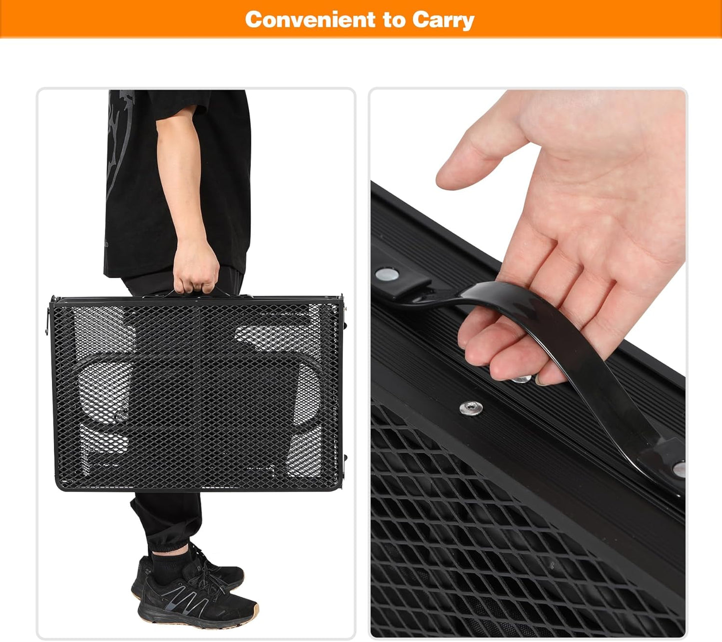 RedSwing Folding Grill Table, Lightweight Portable Grill Stand Table for Outdoor Camping Picnic BBQ, Adjustable Height, 48''x24''x16/28'', Black