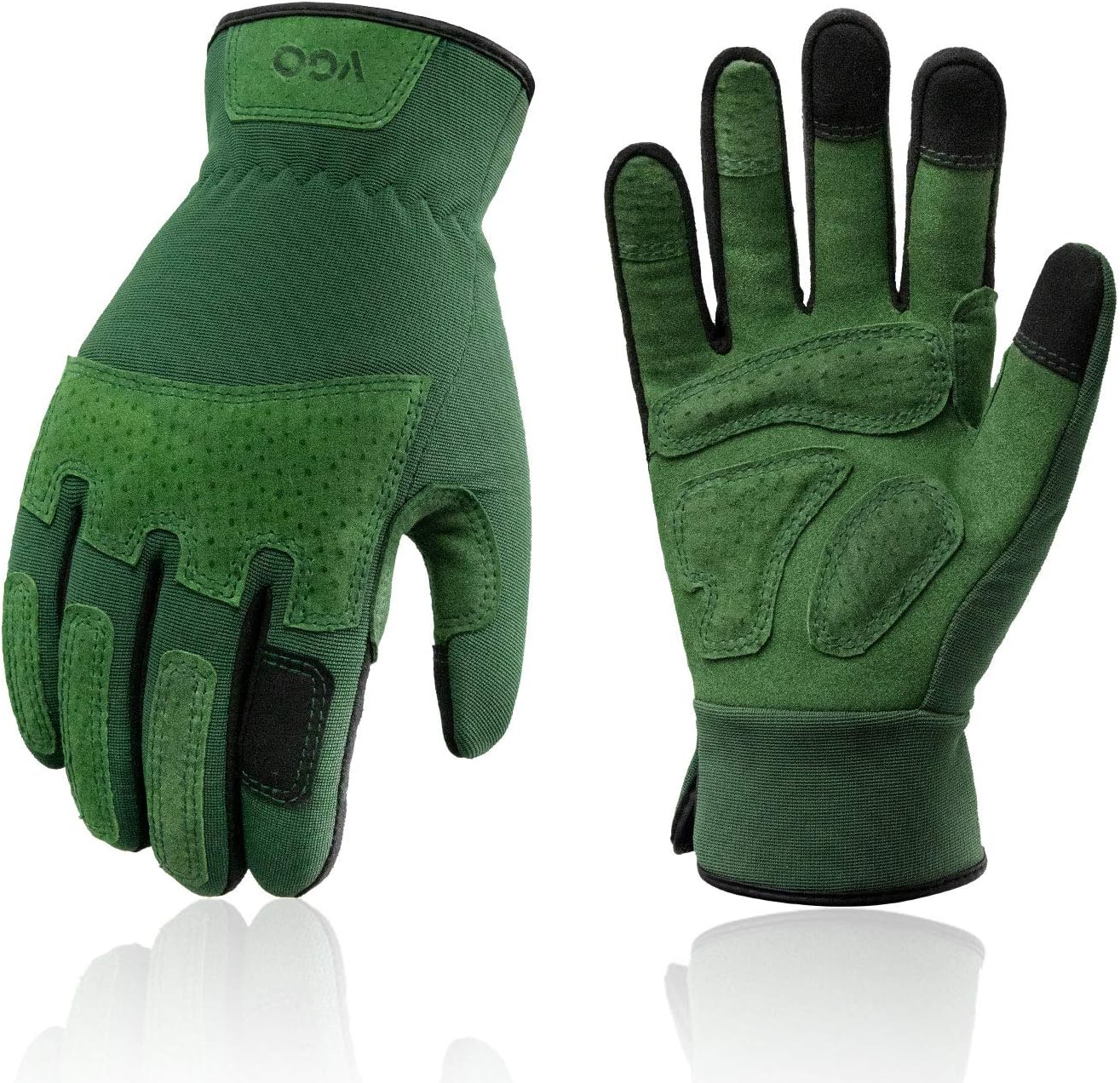 Vgo... 1-Pair Ladies' Synthetic Leather Gardening Gloves, Puncture-proof, Thornproof, Durability & Anti-shock Work Gloves, Touchscreen (Size L, Green, SL7471)