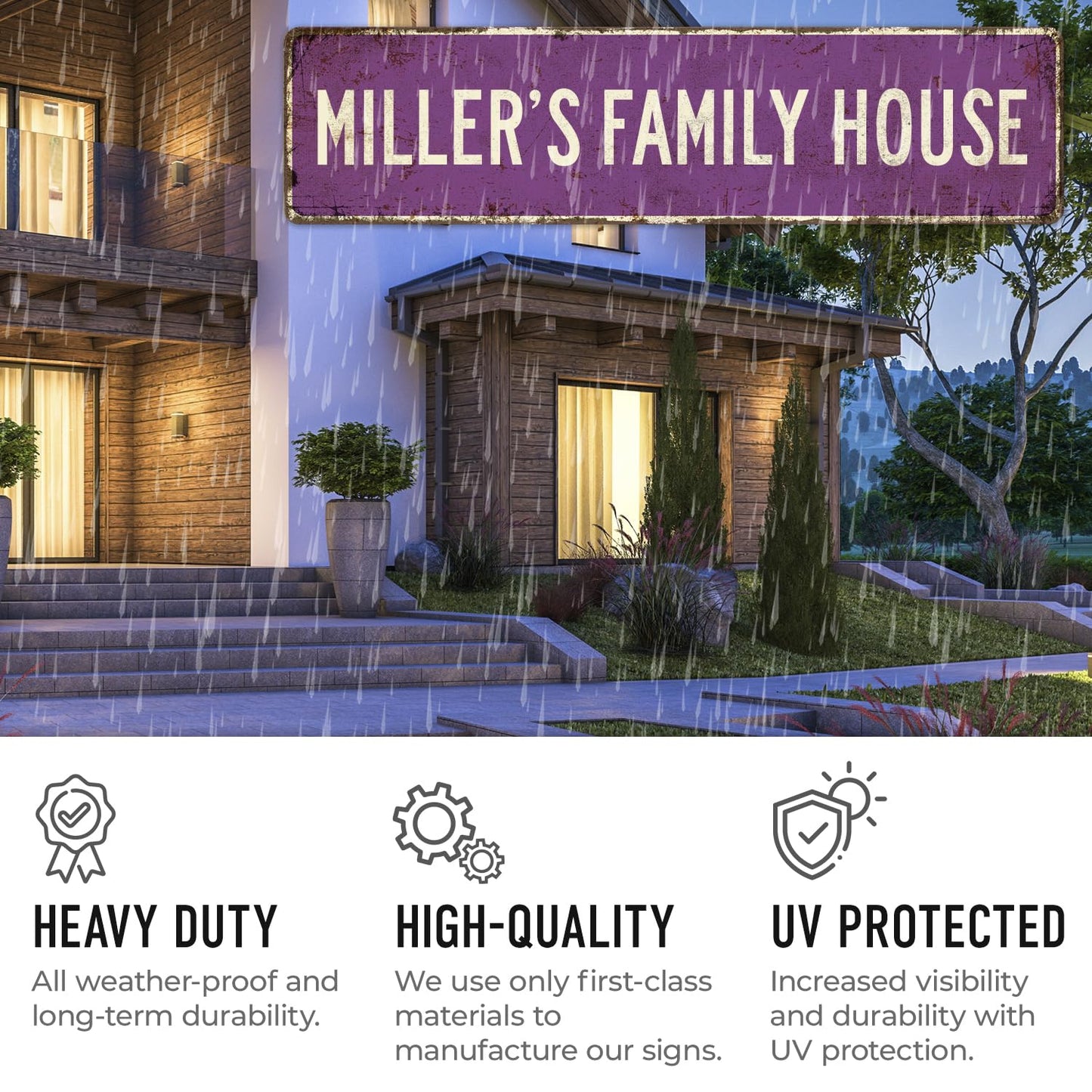 Custom Rustic Sign, Personalized Decor Street Signs Gift, 40x10 Inches, ACM, Fade Resistant, Made in USA