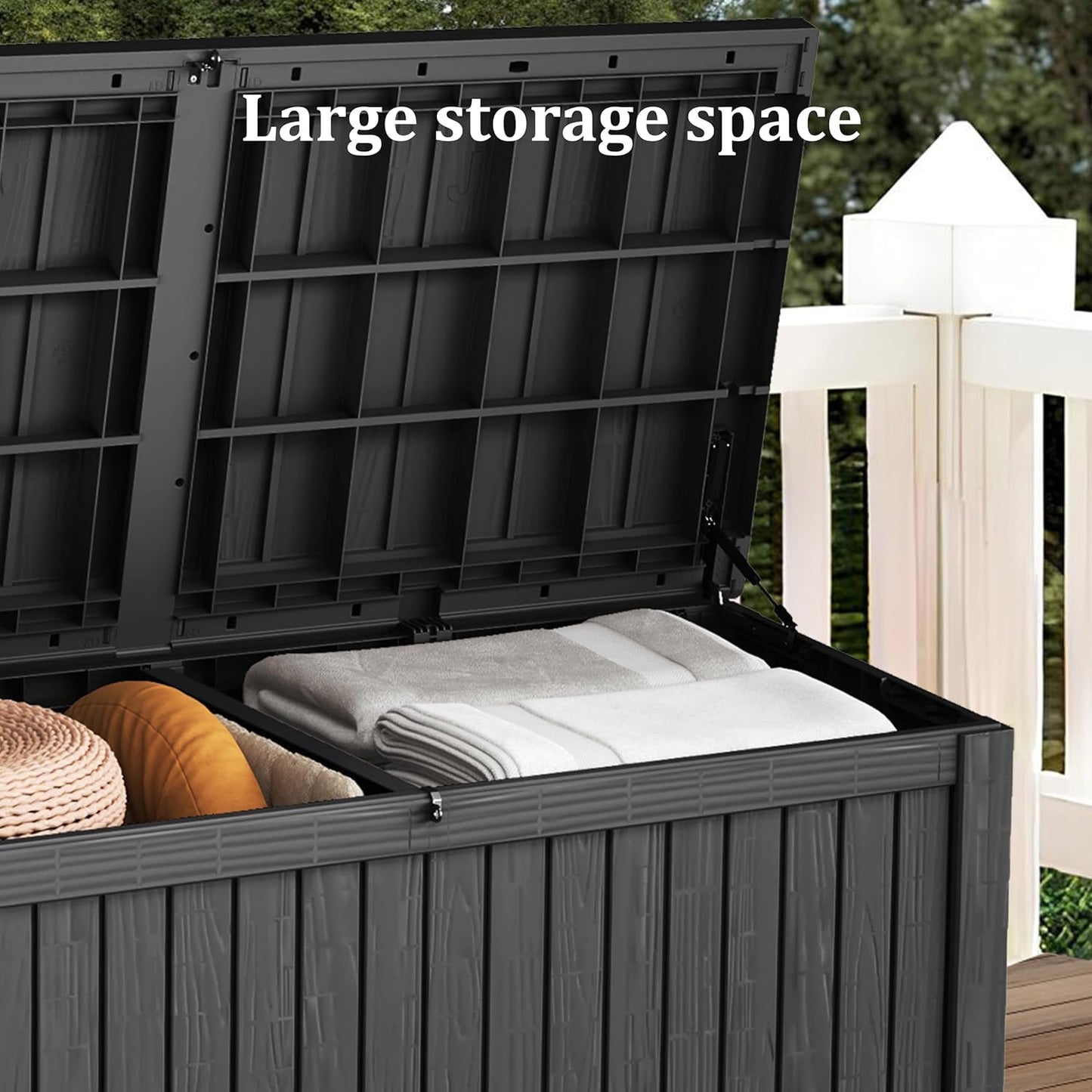 200 Gallon Outdoor Storage Box - Waterproof Patio Deck Box for Outside Deliveries, All-Weather Resin Bin with Lock for Cushions & Tools, UV-Resistant, Matte Black