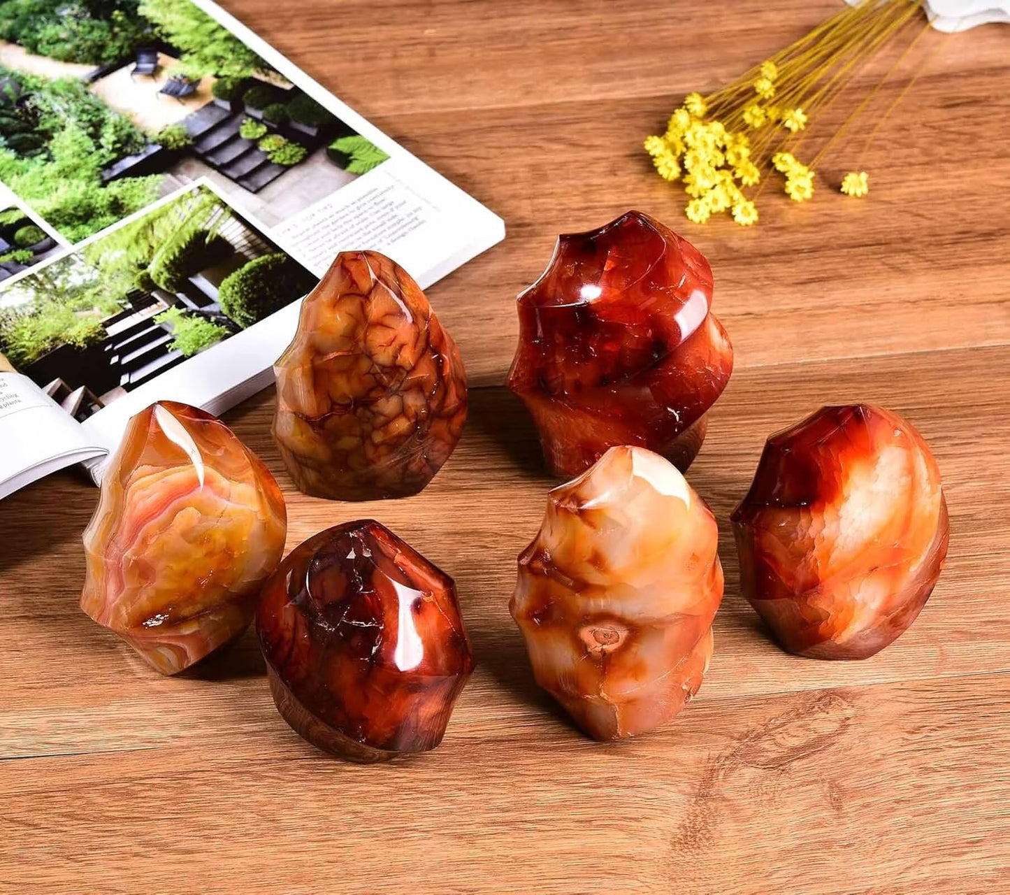 Red Agate Flame Shaped Stone Towers Obelisk Natural Healing Crystal Quartz Reiki Energy Decoration Home Office 1.0-1.5LBS