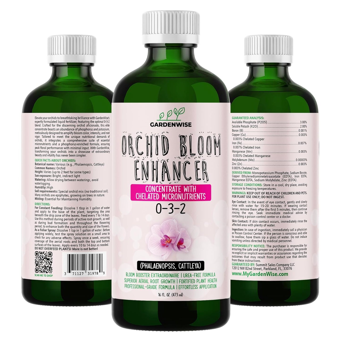 0-3-2 Giant Bloom: Orchid Bloom Enhancer - Orchid Bloom Booster - Orchid Food Fertilizer Concentrate - Chelated Nutrients for Healthy Flower & Reblooms (16 OZ)