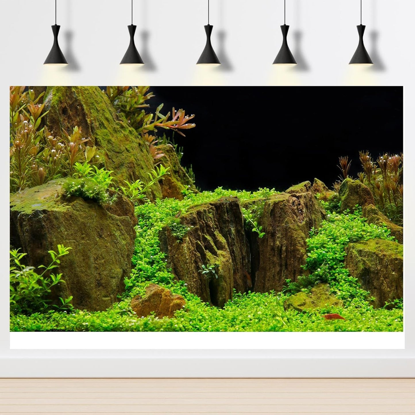 Aquarium Background Exquisite Underwater Grass with Moss Aquarium Backdrop Mysterious Stone Aquarium Background Durable Vivid and Fresh Leaves Background Tank Backdrop Decor Vinyl 36x24in