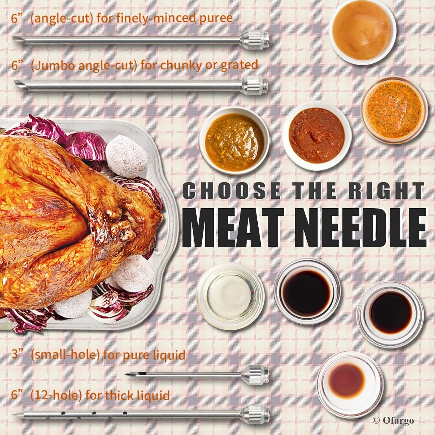 Stainless Steel Meat Injector Syringe Kit with 4 Marinade Needles for BBQ Grill Smoker, 2-oz Large Capacity, Both Paper User Manual and E-Book Recipe