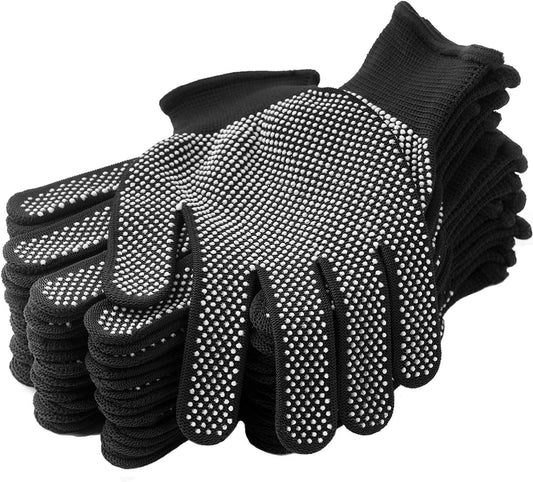 24Pcs Work Gloves Anti-slip Knitted Stretchy Cloth Glove Thin Moist Glove Liners