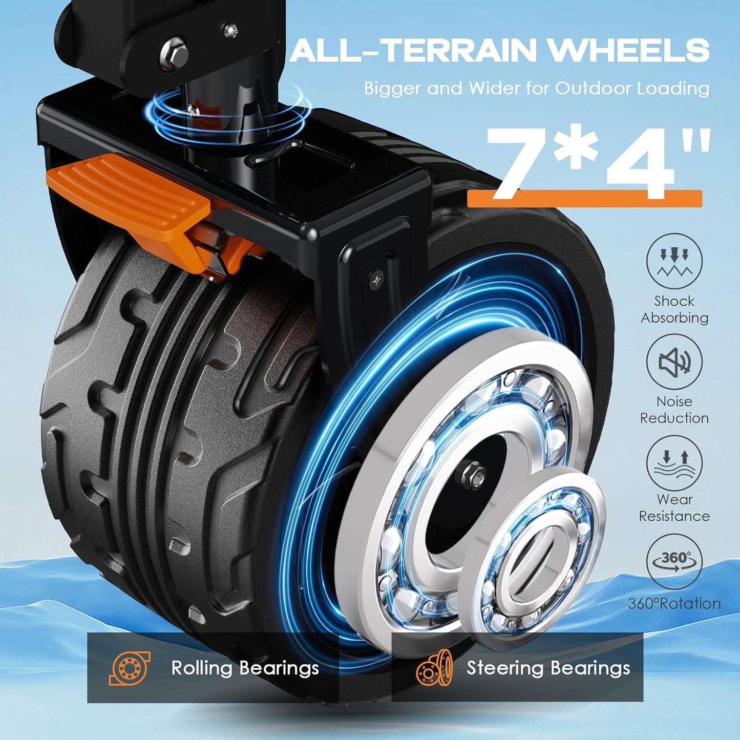 300L Extra Large Collapsible Foldable Wagon, 440lbs Load Capacity 48''L Extended Heavy Duty Folding Beach Wagon with Big All-Terrain Wheels, Utility Garden Cart for Outdoor Activities, Black