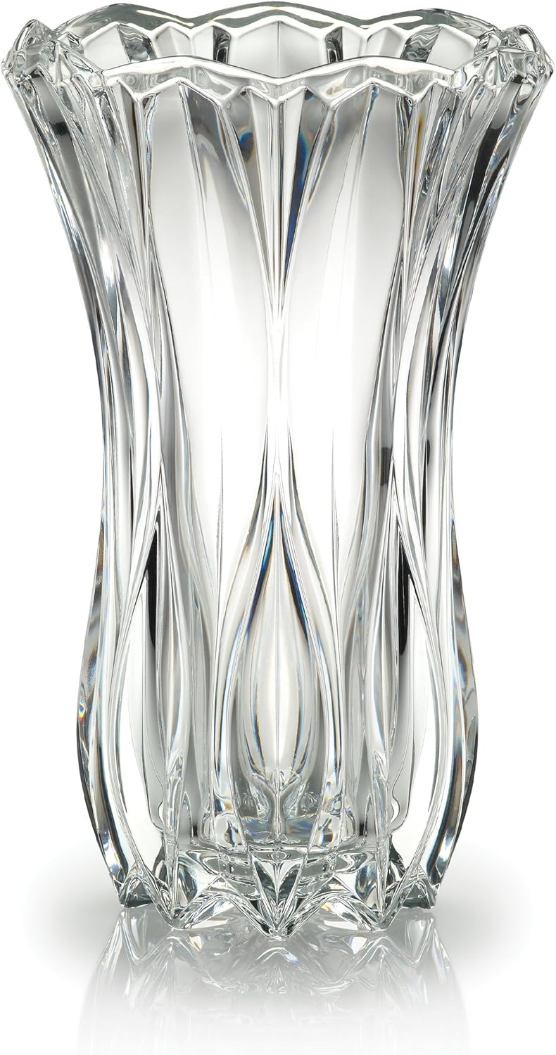 Mikasa Celebrations Blossom Crystal Vase, 12-Inch Tall, Elegant Cut Glass Design for Floral Arrangements and Decorative Centerpieces