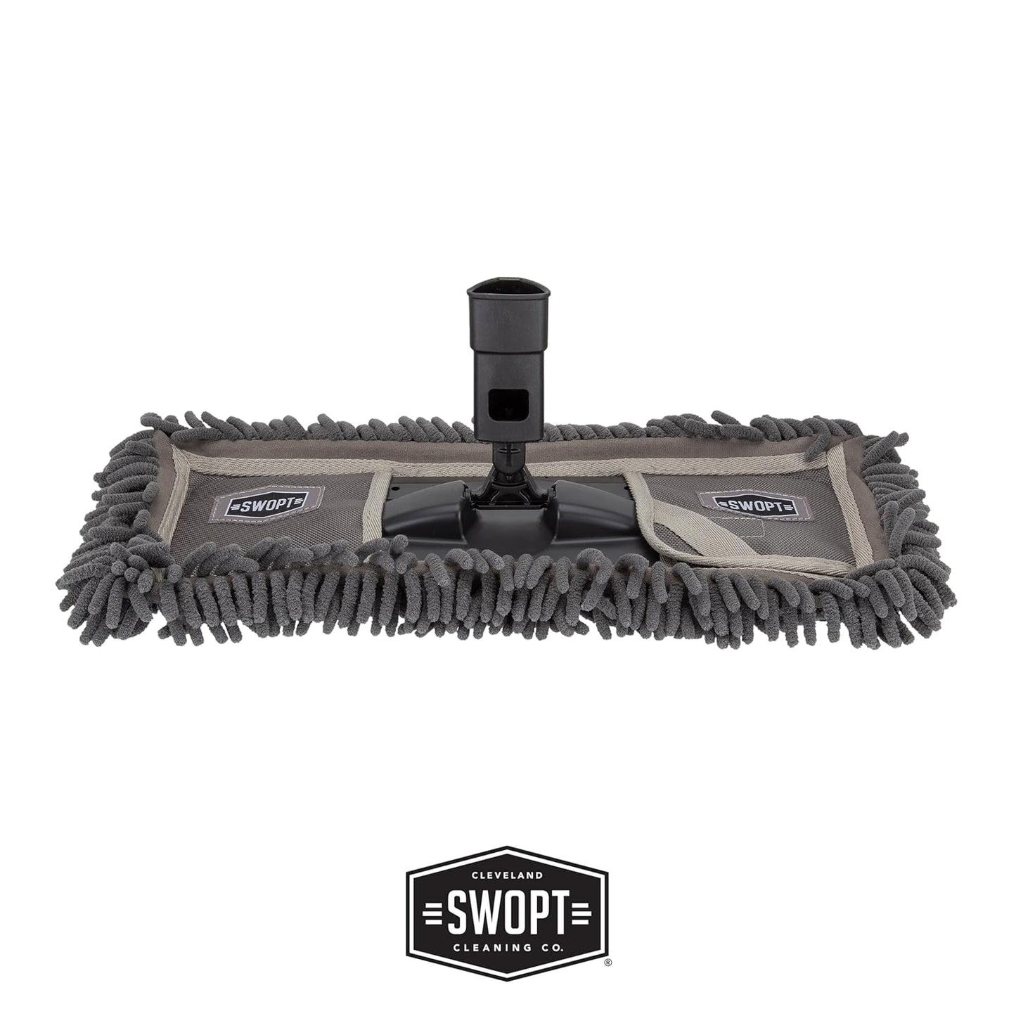 SWOPT 18” Microfiber Dust Mop + 60" Steel Handle, Combo — Dust Mop Head with Long Handle Interchangeable with All SWOPT Cleaning Products — Clean Hard-to-Reach Areas, Machine Washable