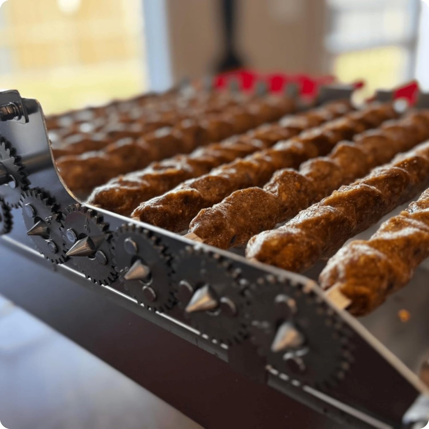 𝗦𝗽𝗶𝗻 𝗚𝗿𝗶𝗹𝗹 Add-On for Charcoal 𝗞𝗮𝗯𝗼𝗯 𝗚𝗿𝗶𝗹𝗹 – Automatic 10-Skewer Rotating System with BBQ Motor. Only works with 𝗞𝗮𝗯𝗼𝗯 𝗚𝗿𝗶𝗹𝗹 by North Grills.