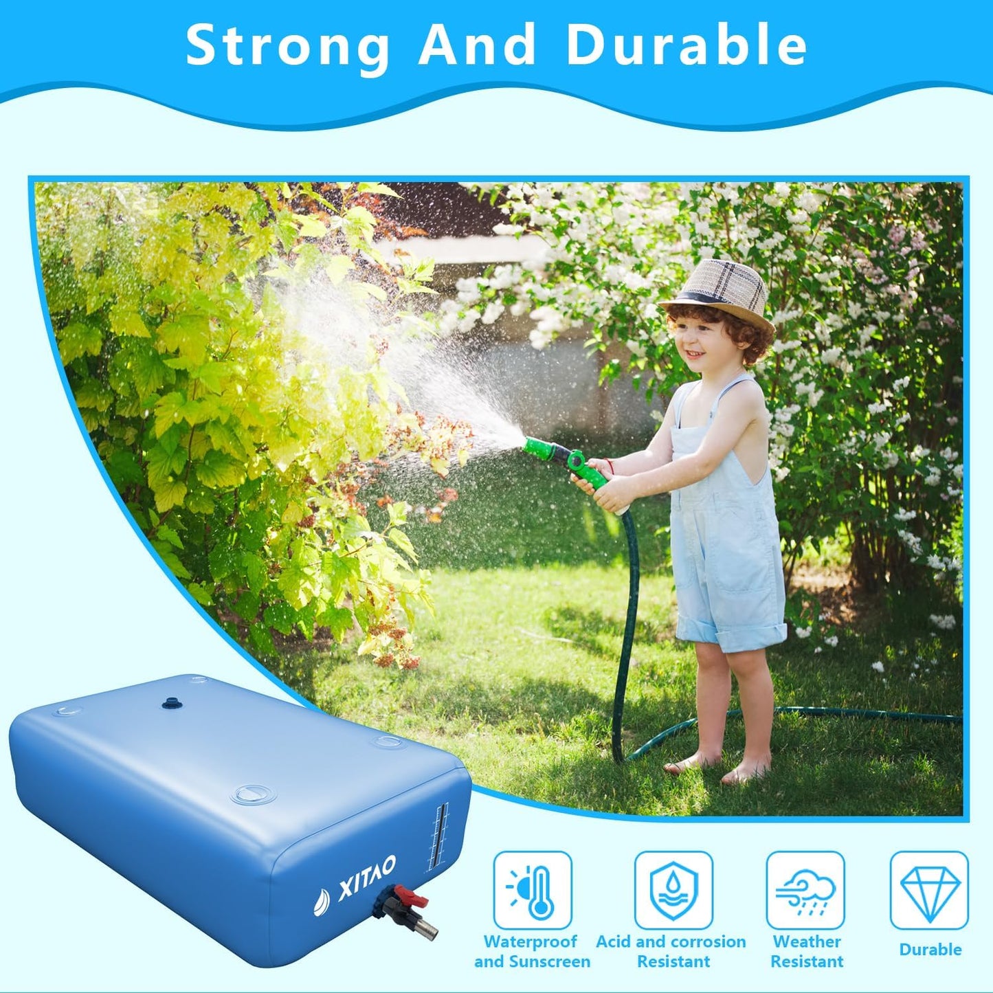 XITAO 87Gal Large Capacity Water Storage Bladder Containers w/Water Level Indicator Portable Foldable Emergency Water Tank Bag for RVs, Drought Resistance, Fire Prevention, Agricultural Irrigation