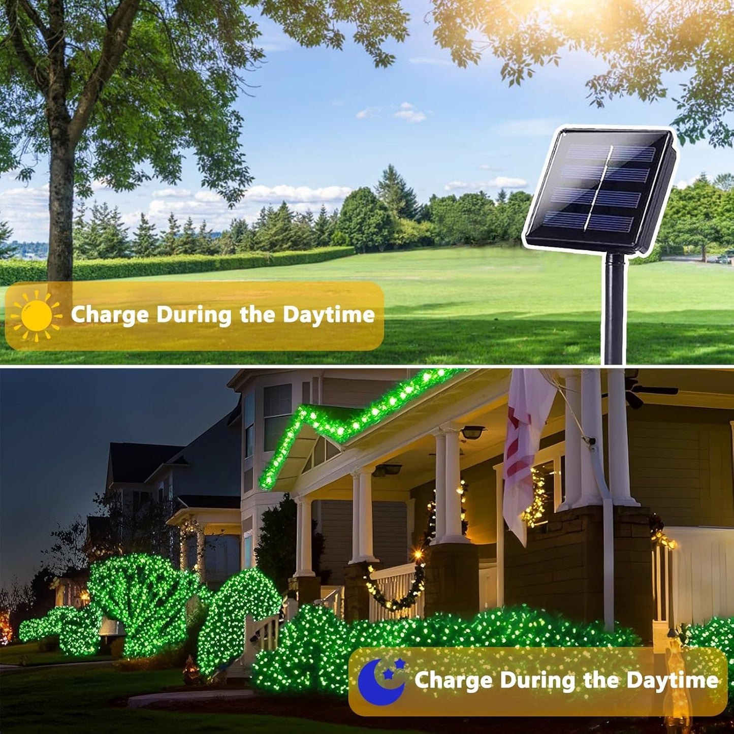 4 Pack 180FT Solar Halloween Lights Outdoor Waterproof, Super Bright 320 LED Solar String Lights with 8 Lighting Modes, Green Wire Twinkle Tree Light for Outside Xmas Party Decorations (Green)