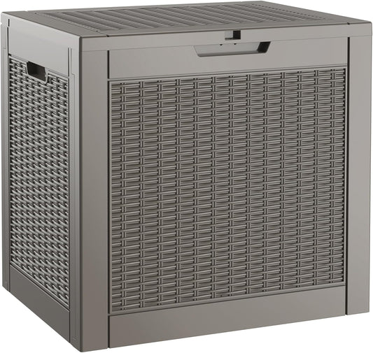 KAMABOKO 31 Gallon Outdoor Storage Box, Resin Deck Boxes Indoor and outdoor, Waterproof Storage Box Lockable Lid for Garden Tools, Package Delivery, Pool Supplies, Patio Cushions, Grey