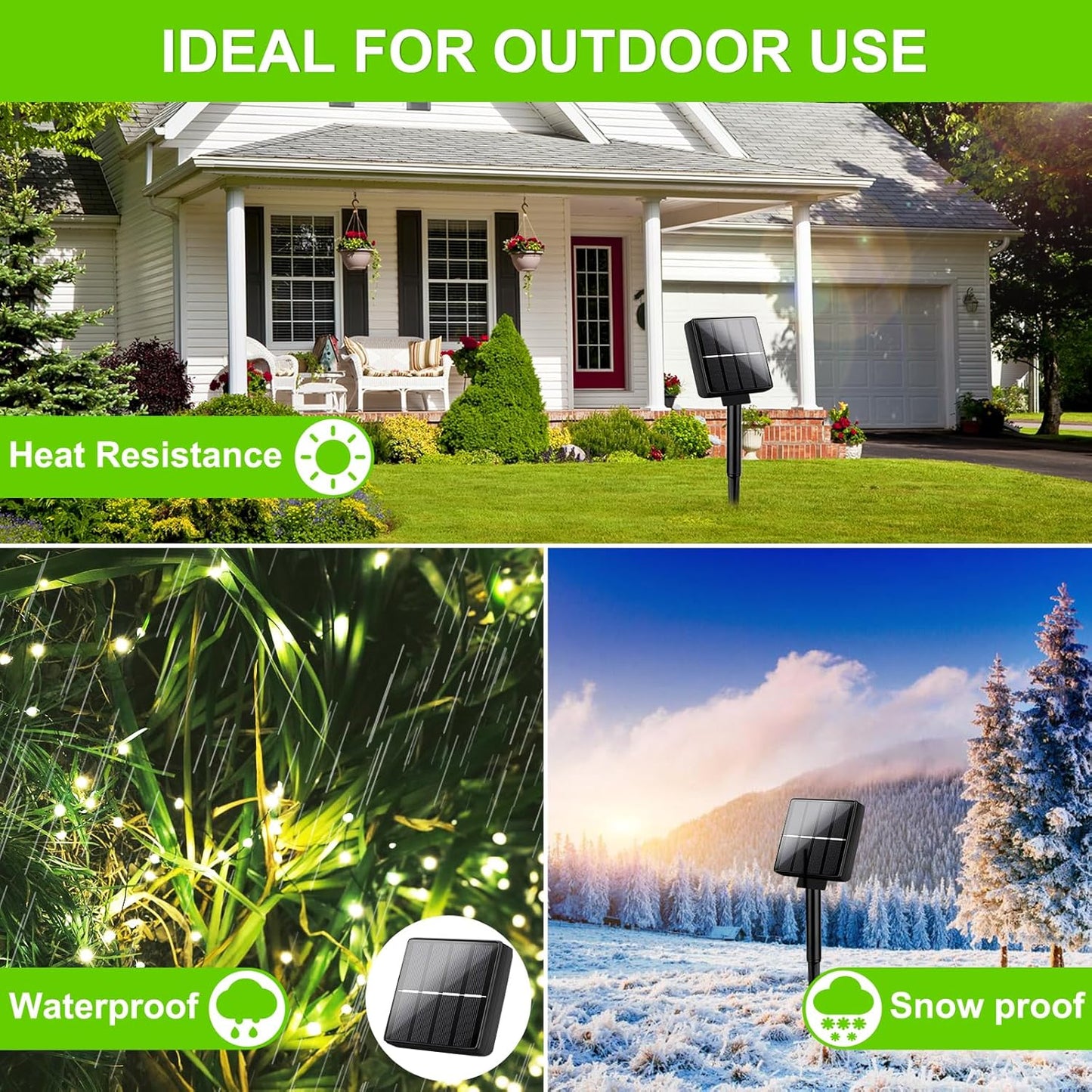 Brightever Solar Fairy Lights for Outside Waterproof, 4-Pack Total 160FT 400 LED Solar Powered Outdoor String Light with 8 Lighting Modes, Palm Tree Lights for DIY, Garden, Party (Warm White)