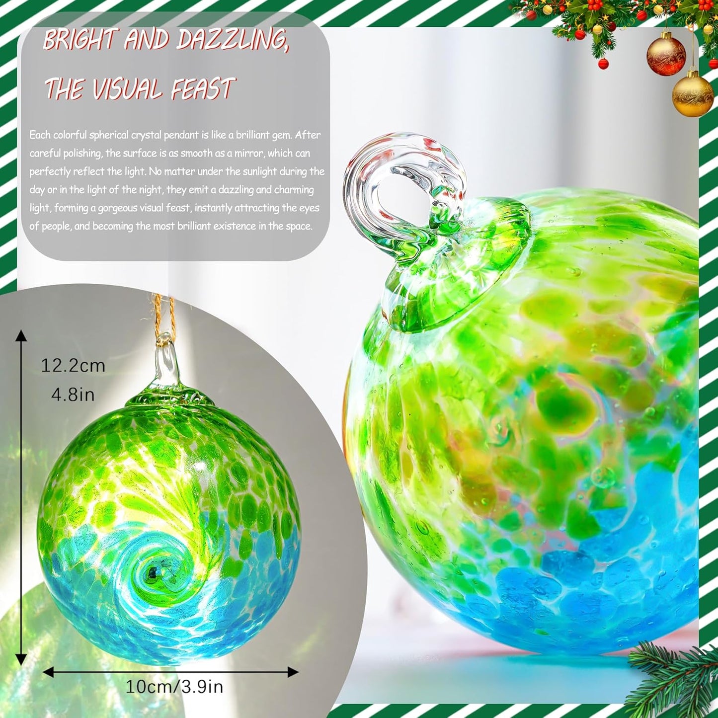4 Inch Hand Blown Glass Gazing Balls Green Glass Christmas Ball Ornaments Garden Patio Home Decor