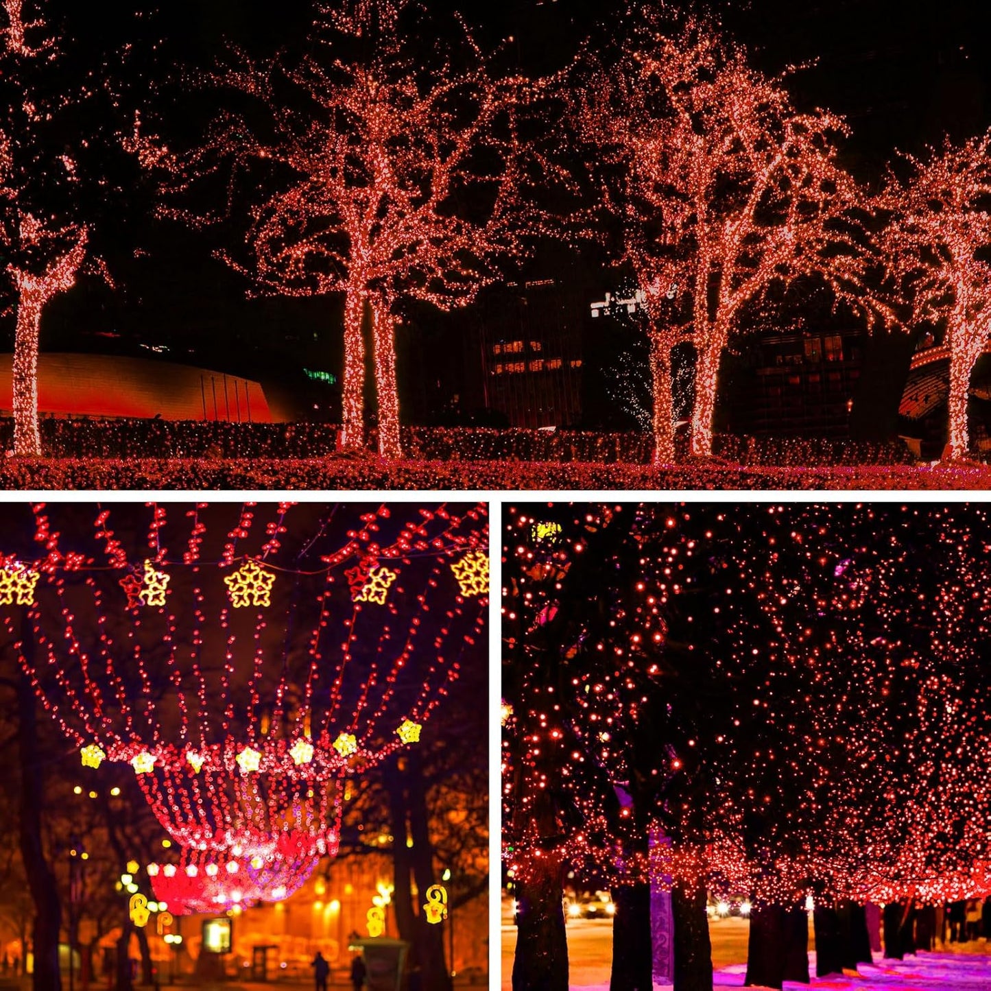 Solar Powered String Lights Outdoor, 2 Pack Total 200 LED 66FT Solar Powered Decorative Fairy Lights 8 Modes for Valentines Day Decor, Garden, Patio, Party, Yard, Christmas(Red)