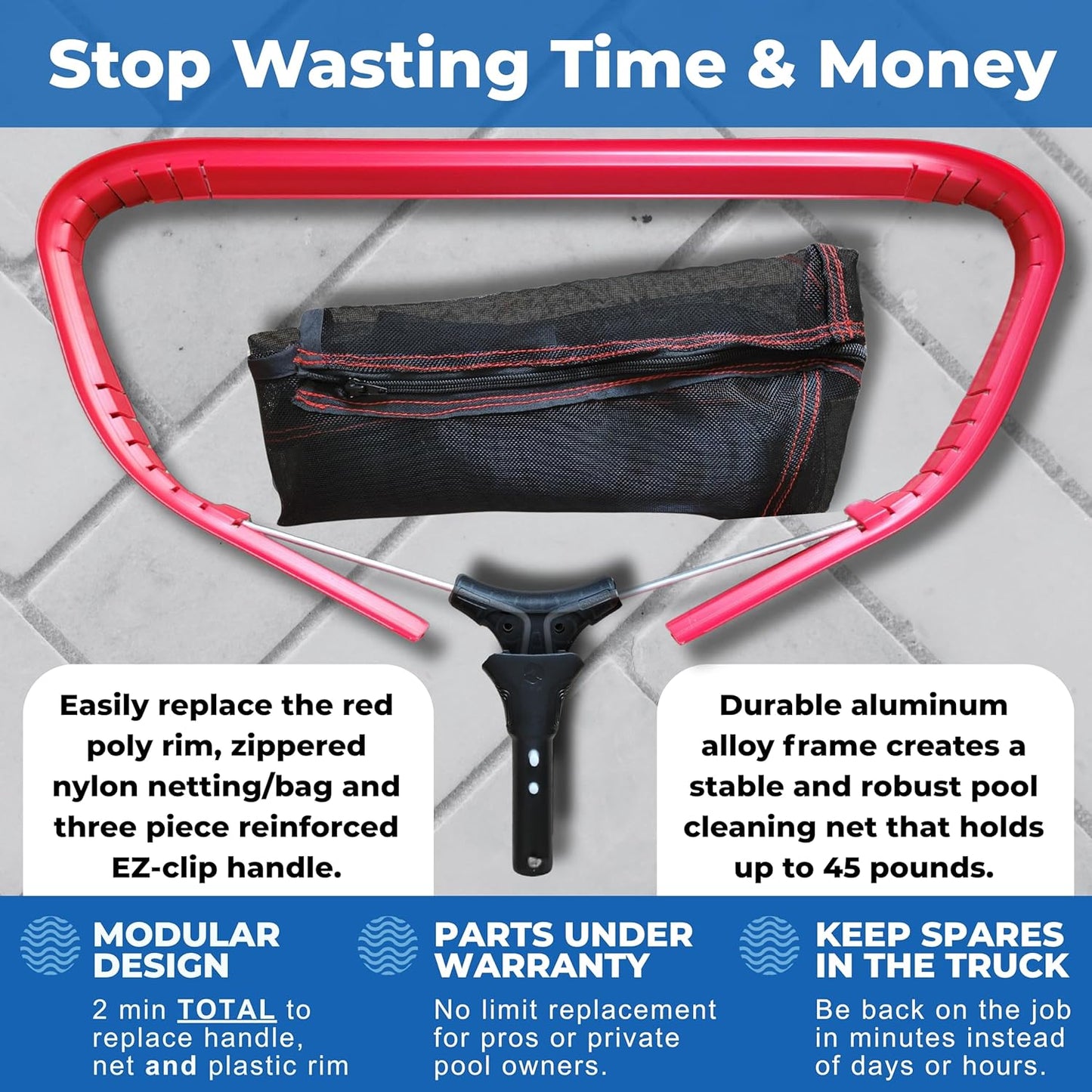 ProTuff Silt & Leaf Rake Bundle - Unlimited Free Replacements - 2-Items: 23 Inch Medium & 17 inch Fine Mesh Pool Cleaner for Sand, Silt, Pollen, Leaves & Twigs - Nearly 24 & 18 inch