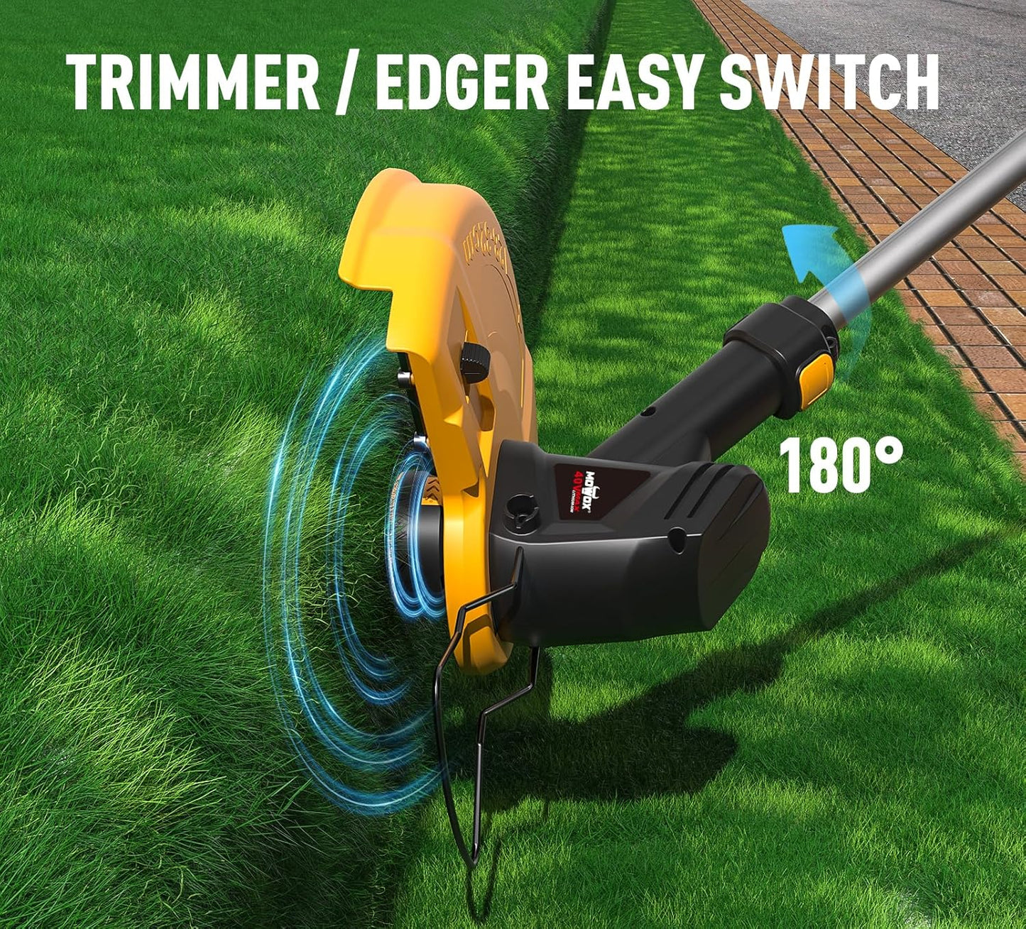 40V Cordless Weed Whacker, 4Ah Battery Powered Weed Eater, 3-Positions Adjustable Cutting Width Grass Trimmer, Telescopic Aluminum Shaft String Trimmer, Battery & Charger Included