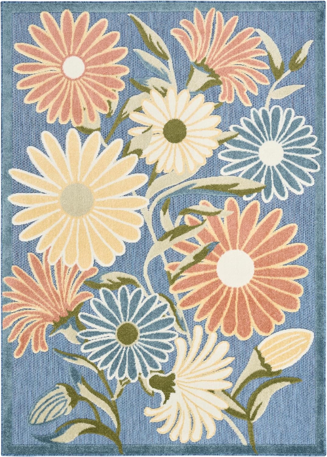 Nourison Aloha Blue Sage 9' x 12' Area Rug - Easy Clean, Non Shedding, Bed Room, Living Room, Dining Room, Kitchen (9' x 12')