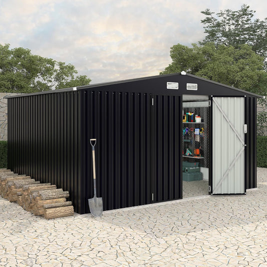 8x10 FT Metal Storage Sheds Outdoor, Metal Yard Sheds MetalGarden Shed Kit, MetalTool Shed with Lockable Door, Utility Buildings with Air Vent for Backyard Garden Patio Lawn