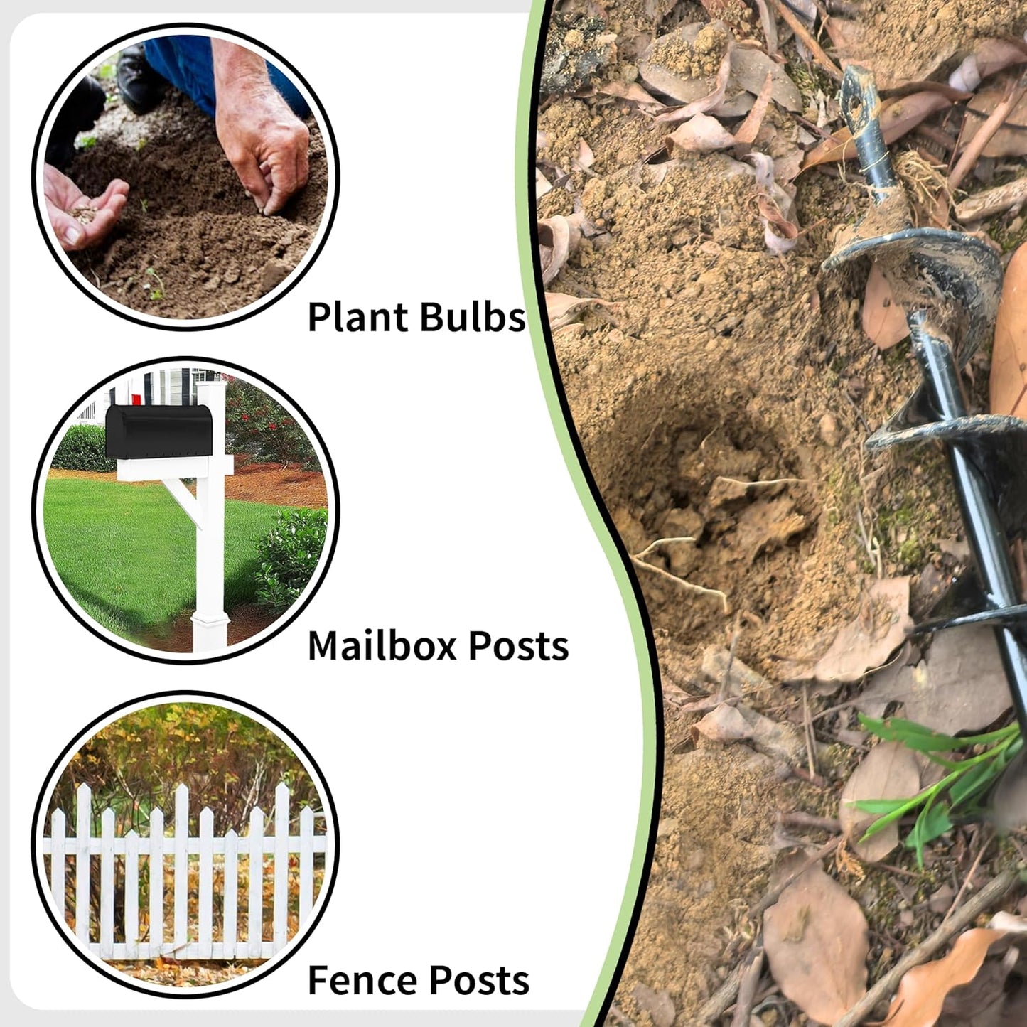 TCBWFY Auger Drill Bit for Planting 3.5"x16",Extended Length Garden Auger Spiral Drill Bit for Planting Bulbs Flowers,Planting Auger for Drill Post Hole Digger for 3/8”Hex