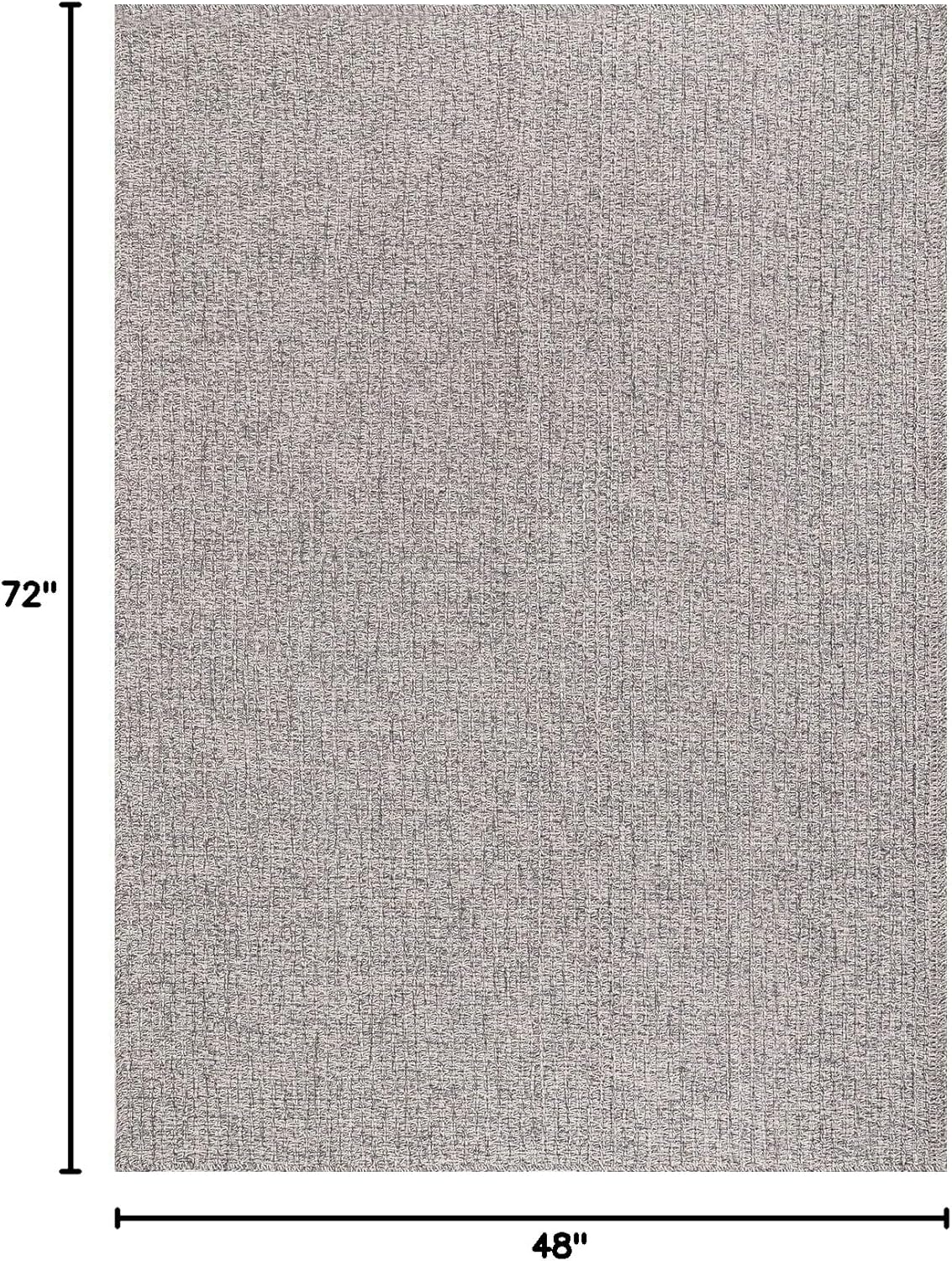 Easy Jute Rug 4x6 Indoor Outdoor Natural Rugs Solid Fiber Rug Woven Area Rug Boho Easy Clean Inside Carpet for Living Room Bedroom Dining Room Hallway or Outdoor Patio Porch (4 X 6 Silver)