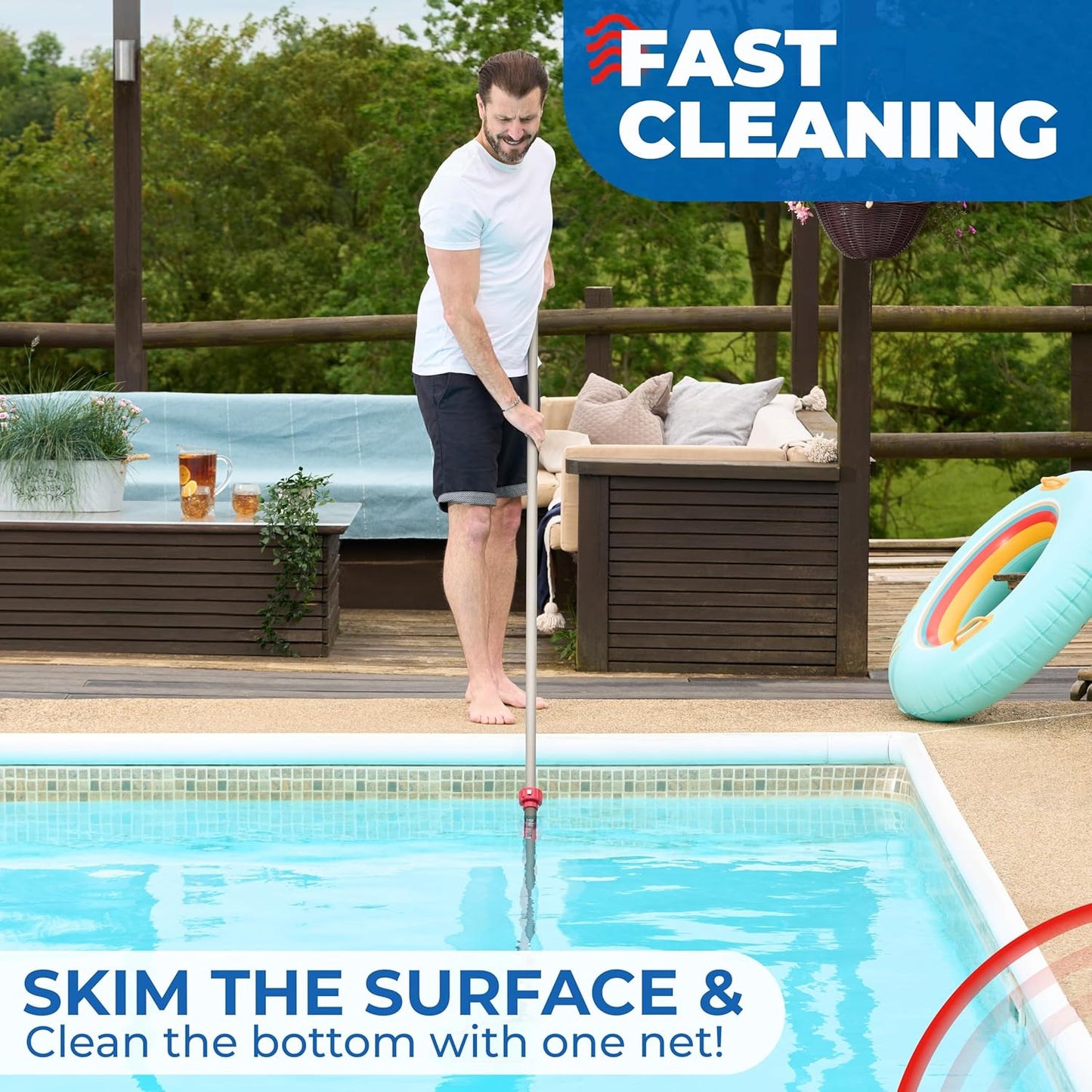 ProTuff 13" Spa Silt Net - 2 Year Unconditional Free Replacement - Heavy Duty Ultra Fine Mesh Silt & Sand Skimmer Cleans 3X Faster Than Vacuum - 13 inch Leaf Rake Bag for Pollen