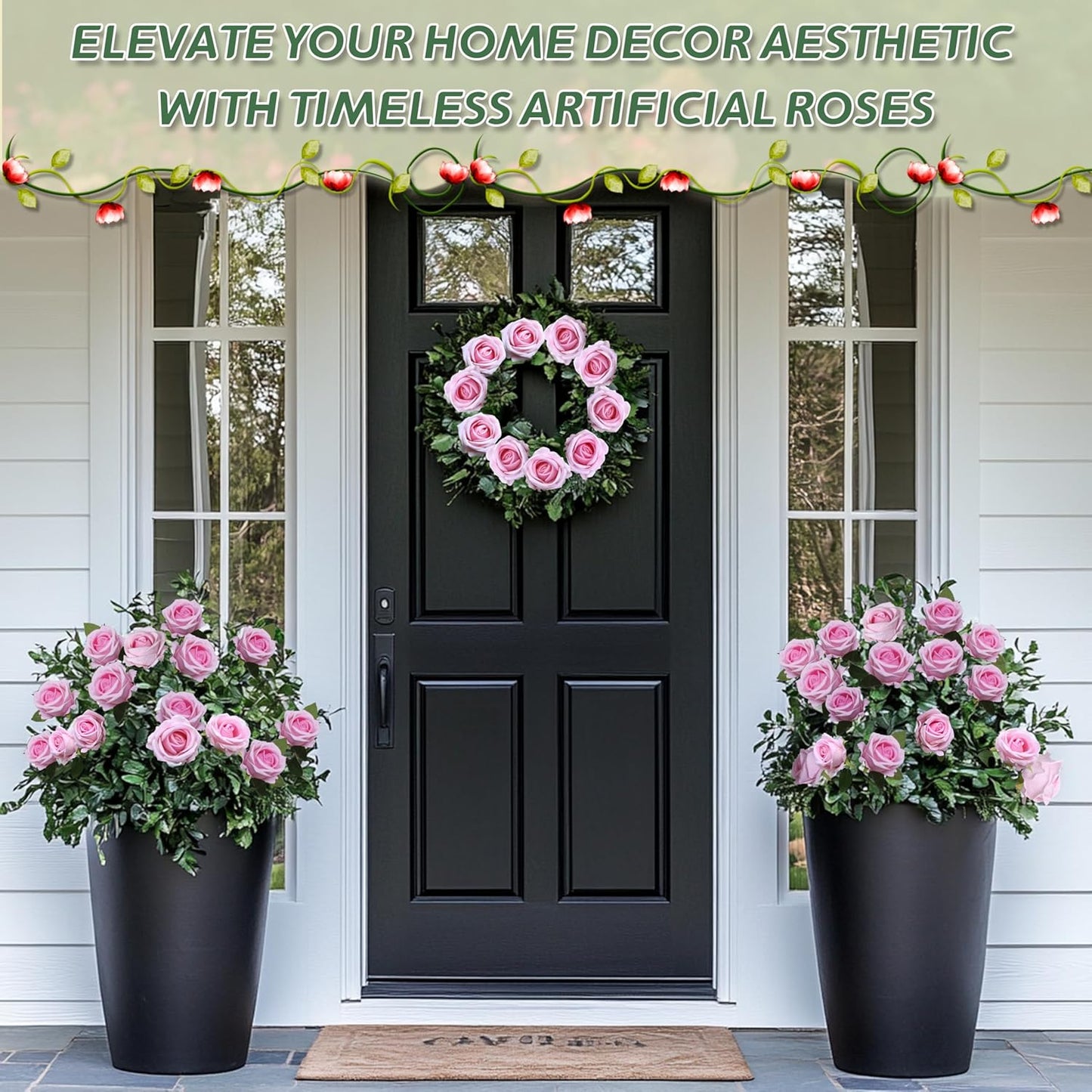 30 PCS Fake Pink Roses, Artificial Flowers Bulk Realistic Silk Faux Rose with Stems for Wedding Decoration Bridal Bouquet Birthday Celebrations DIY Floral Arrangement Home Decor