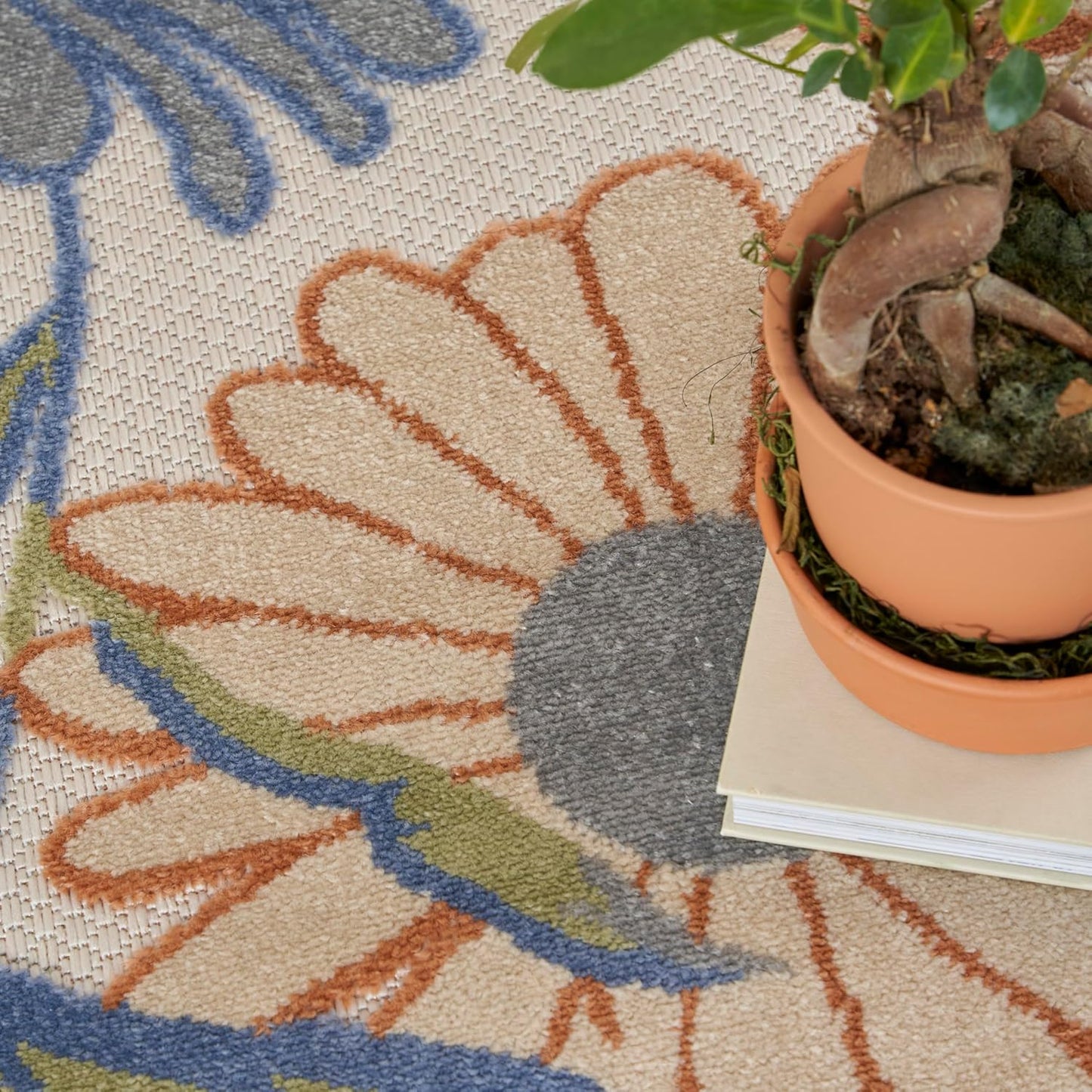 Nourison Home Home Aloha 8' x 11' Fabric Beige Multicolor Area Rug