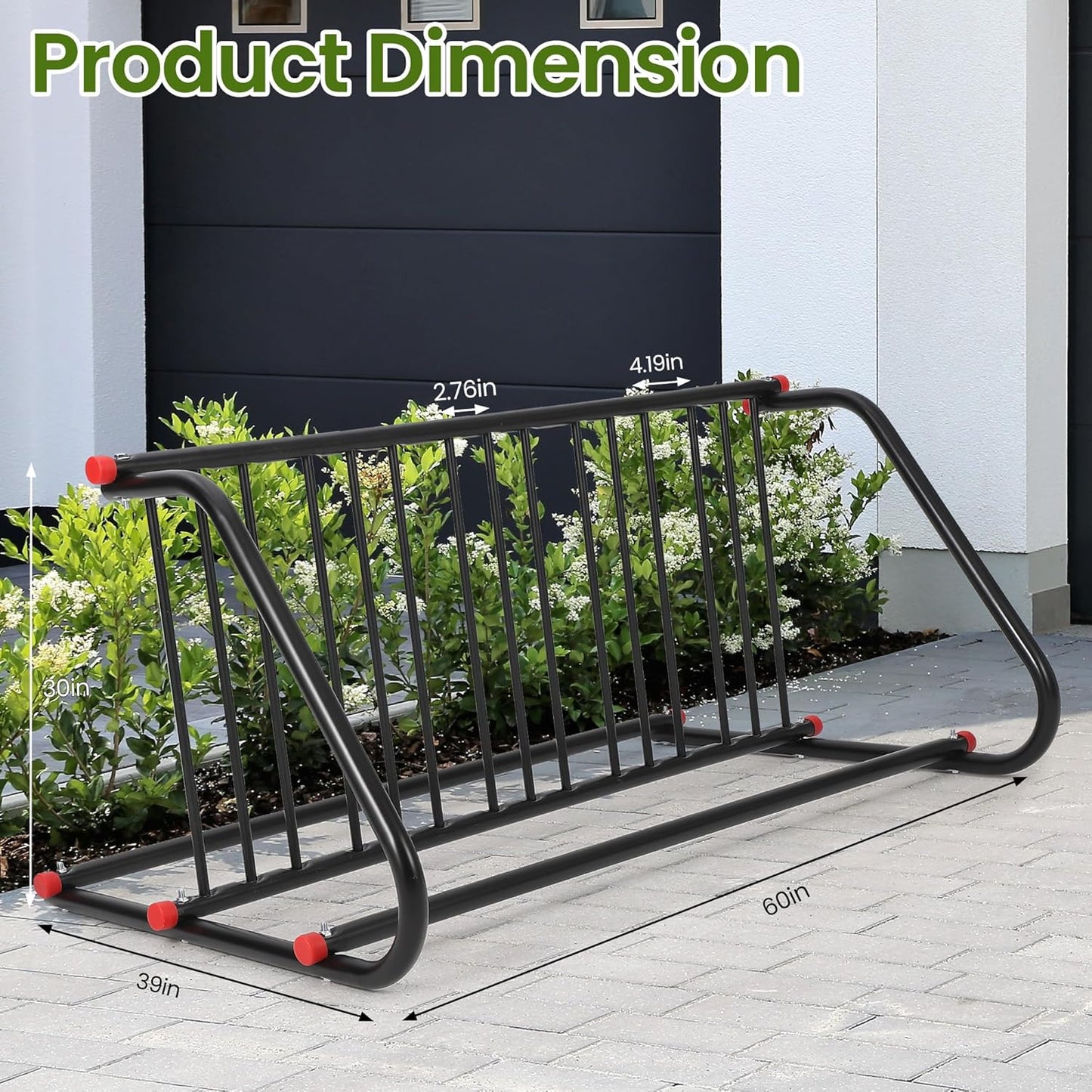 10 Holders Commercial Grid Bike Racks, 60" Length Outdoor Bike Rack, Powder Coated Steel Floor Bike Rack for Garages, Stores, Schools & Universities