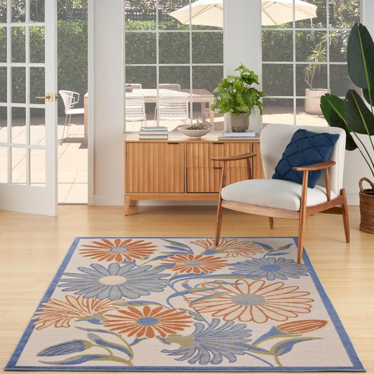 Nourison Home Aloha 5' x 8' Beige Multi-Color Fabric Area Rug