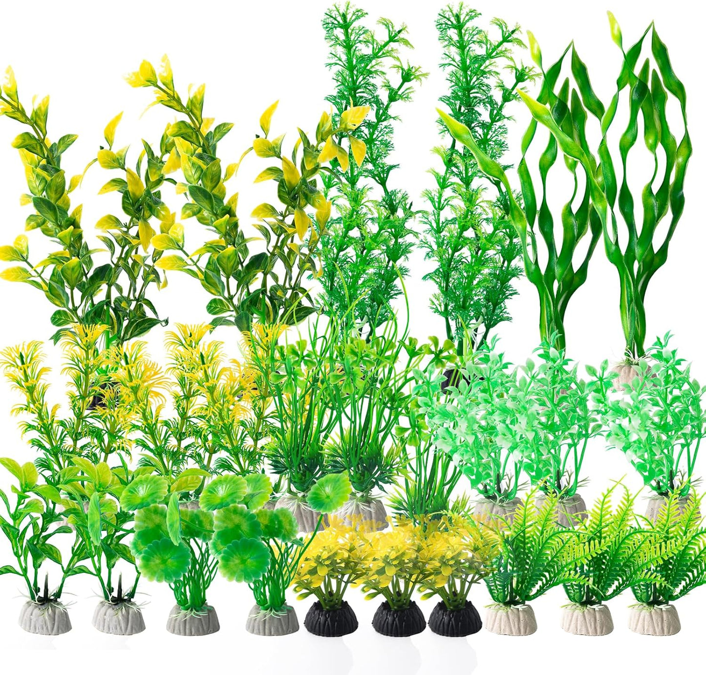 COMSUN 25 Pack Artificial Aquarium Plants, Small Size 4 inch Approximate Height Fish Tank Decorations Home Décor Plastic Yellow