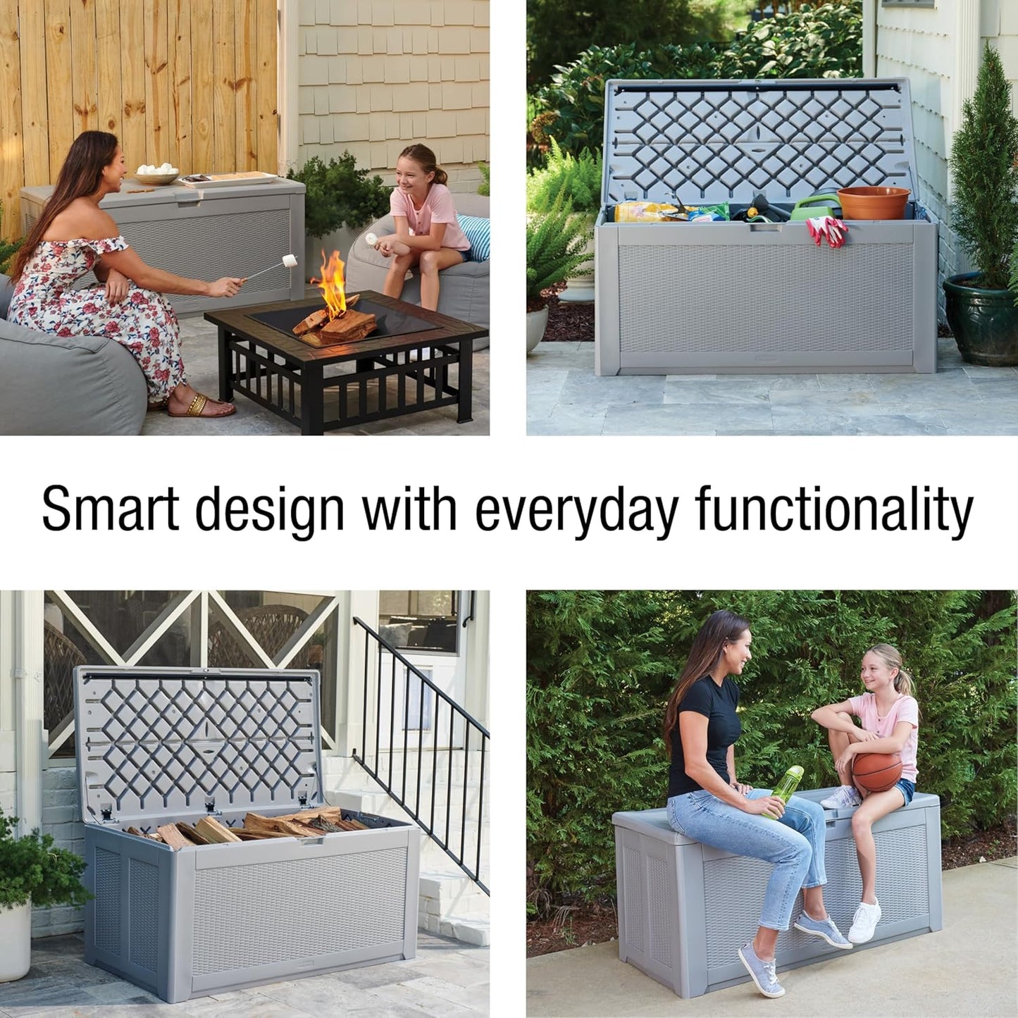 Rubbermaid Extra Large Resin Outdoor Storage Deck Box (134 Gal), Weather Resistant, Gray, Deck Organization for Home/Backyard/Pool Chemicals/Toys/Garden Tools/Porch/Patio Cushions