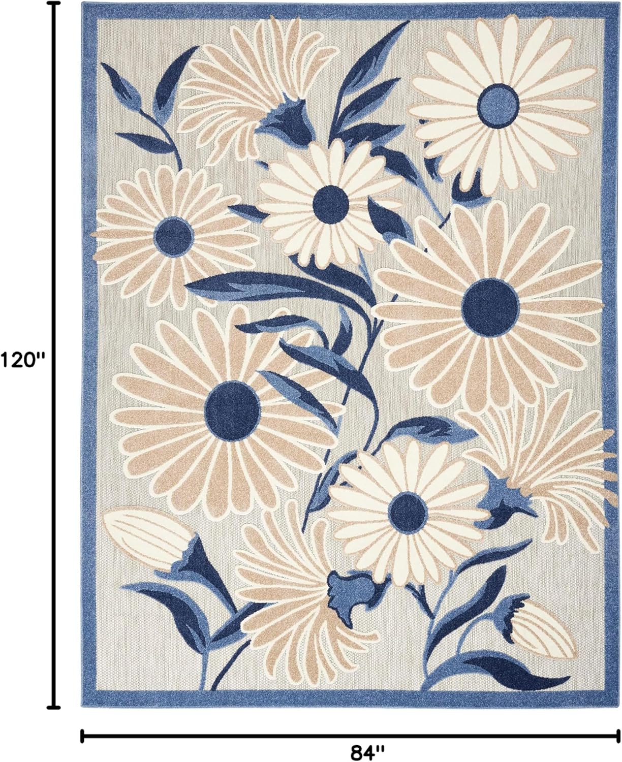 Nourison Home Aloha 7' x 10' Blue Gray Fabric Contemporary Area Rug (7' x 10')