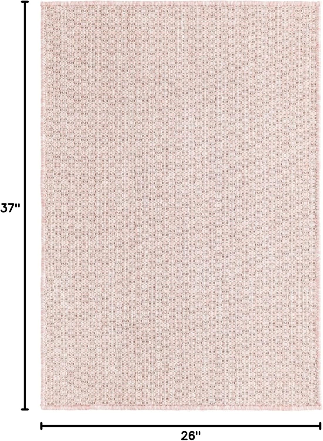 Unique Loom Collection Casual Transitional Solid Heathered Indoor/Outdoor Flatweave Area Rug (2' 2" x 3' 1" Rectangle, Whisper Pink/Ivory)