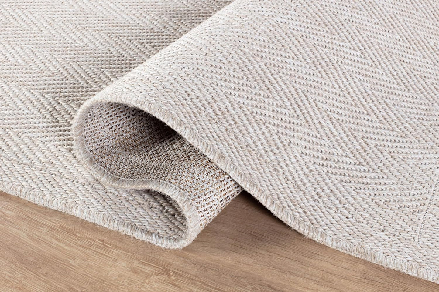 CAMILSON Easy Jute Round Rug 4ft Indoor Outdoor Off-White Color Fiber Area Rugs for Living Room and Patio Rug Herringbone Boho Woven Design Easy-Cleaning Washable Outside Carpet Alfombras (4 Round)