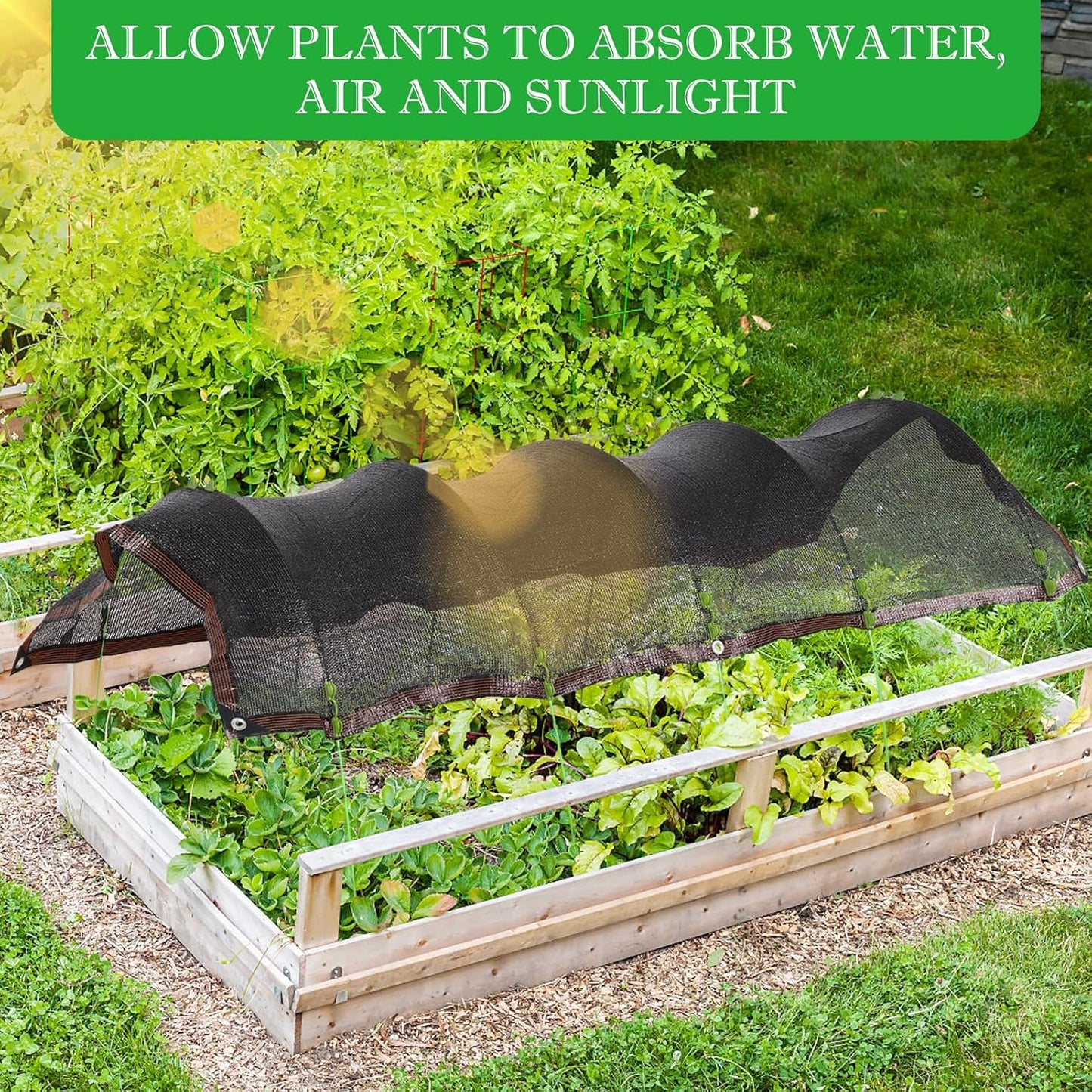 118"x78.7" Garden Shade Kit, 70% Garden Sun Shade Cloth with Hoops for Plants Heat Protection, Raised Garden Bed Shade Cover Plant Sun Shade for Outdoor Plants Vegetables