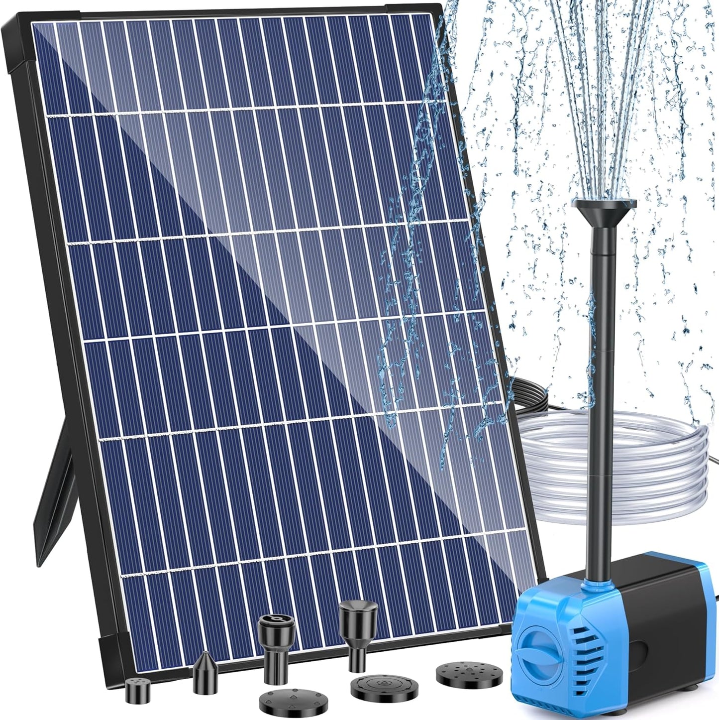 Antfraer Solar Water Pump, 12W Solar Powered Water Pump with Water Shortage Protection, 160GPH Solar Pond Pump with 6.6FT Clear Tubing, 17Ft Cord Length for Pond, Fish Tank, Waterfall, Garden