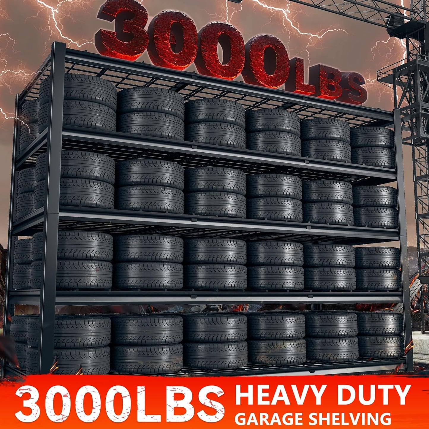 REIBII 60" W Garage Shelving Heavy Duty Metal Shelving 3000LBS Storage Shelves Adjustable Metal Shelves for Storage Industrial Garage Shelves for Warehouse Basement 60" W x 24" D x 72" H