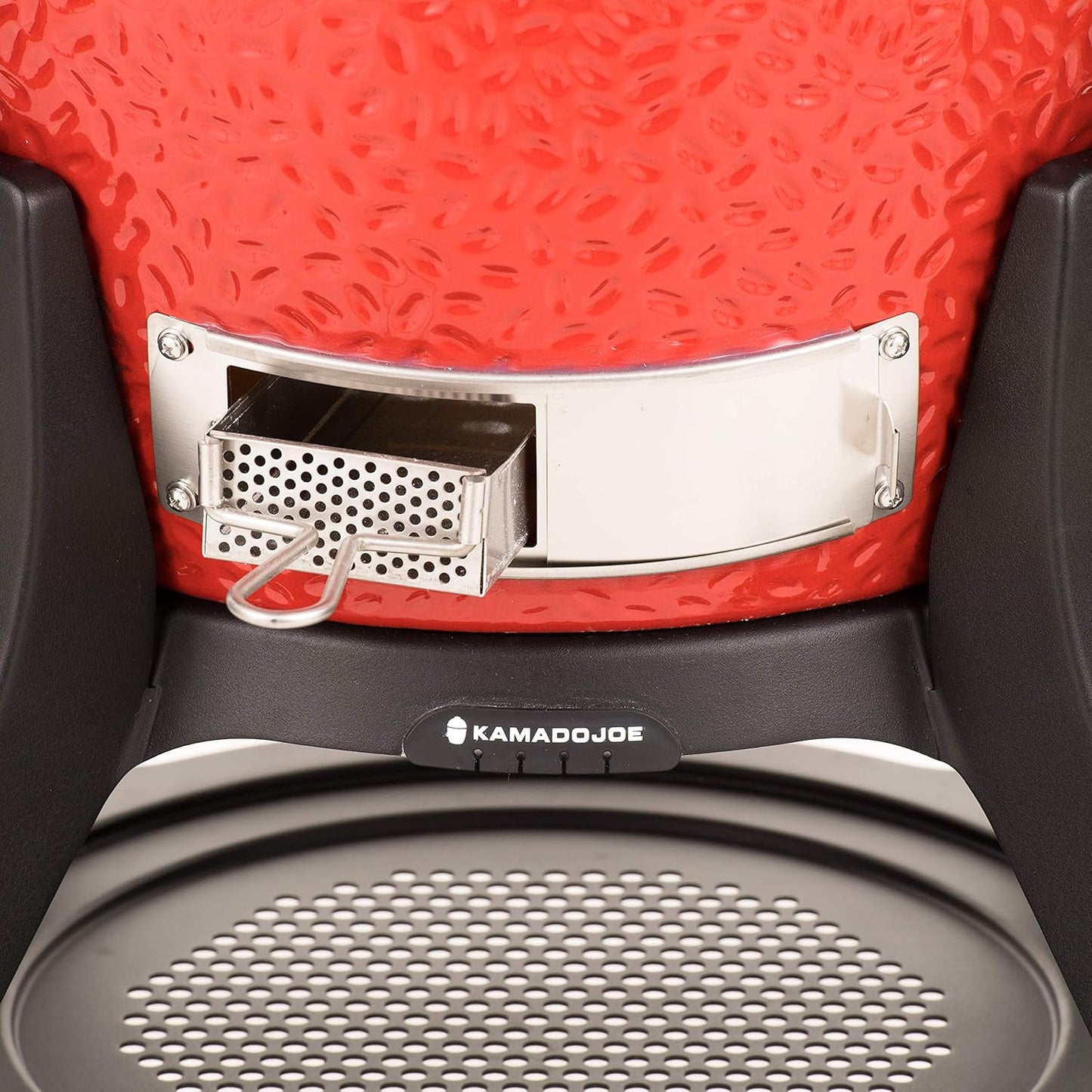 Kamado Joe® Classic Joe™ Series III 18-inch Charcoal Grill & Smoker, Red, with Cart, Side Shelves, Grill Gripper, and Ash Tool, 3 Tier Cooking System, Stainless Steel Cooking Grates, Model KJ23RHCI-A