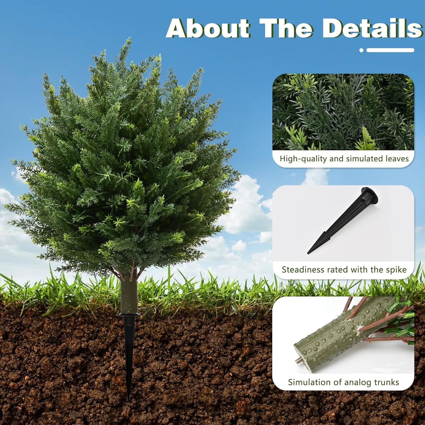 28" UV Resistant Artificial Shrubs for Outdoors - Real Looking Faux Bushes, Fake Cedar Trees, Outdoor Faux Ball Plants & Topiaries - Set of 2 Artificial Shrubs, Artificial Bushes for Garden Decor