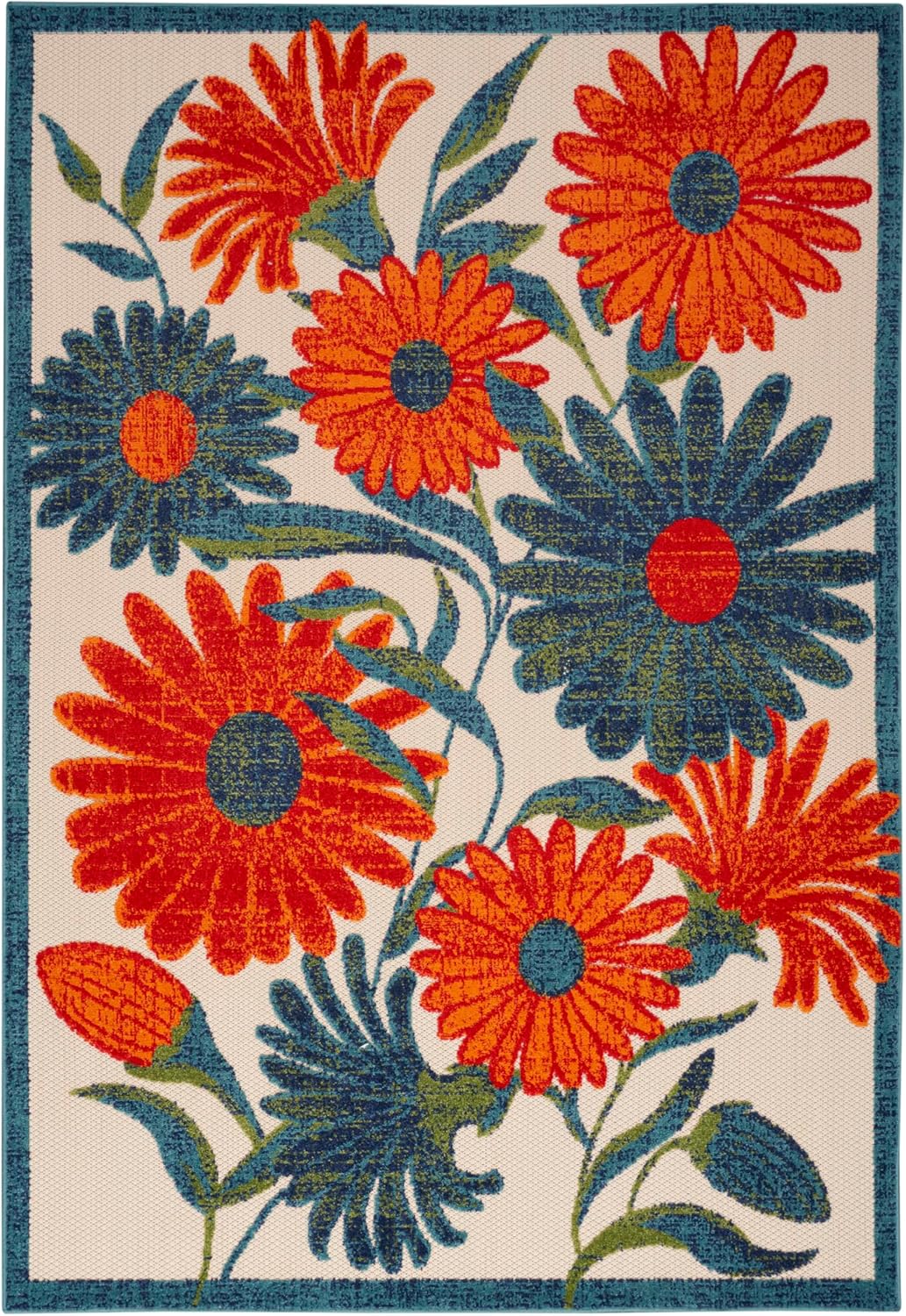 Nourison Aloha 4' x 6' Ivory Multicolor Fabric Outdoor Area Rug (4' x 6')